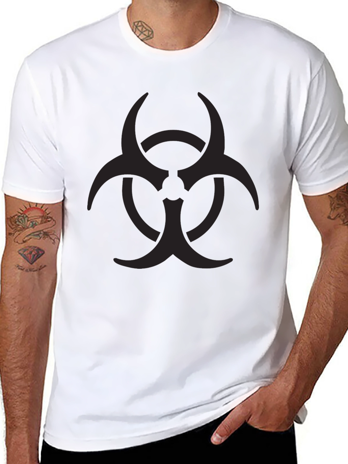 Black Biohazard Symbol Black T-Shirt view 8