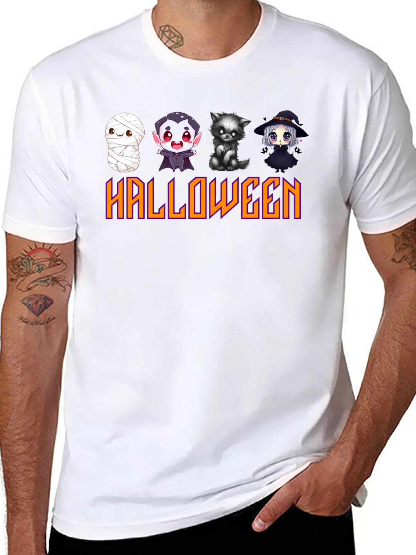 Black Halloween Cartoon Character T-Shirt view 8