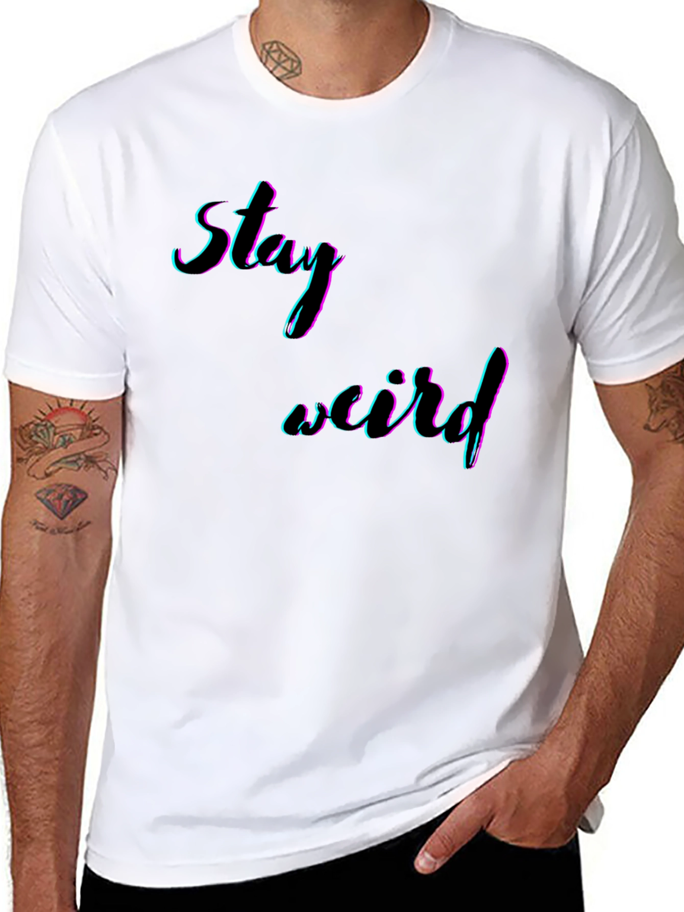 Black Stay Weird Graphic Tee - Men's Black T-Shirt view 8