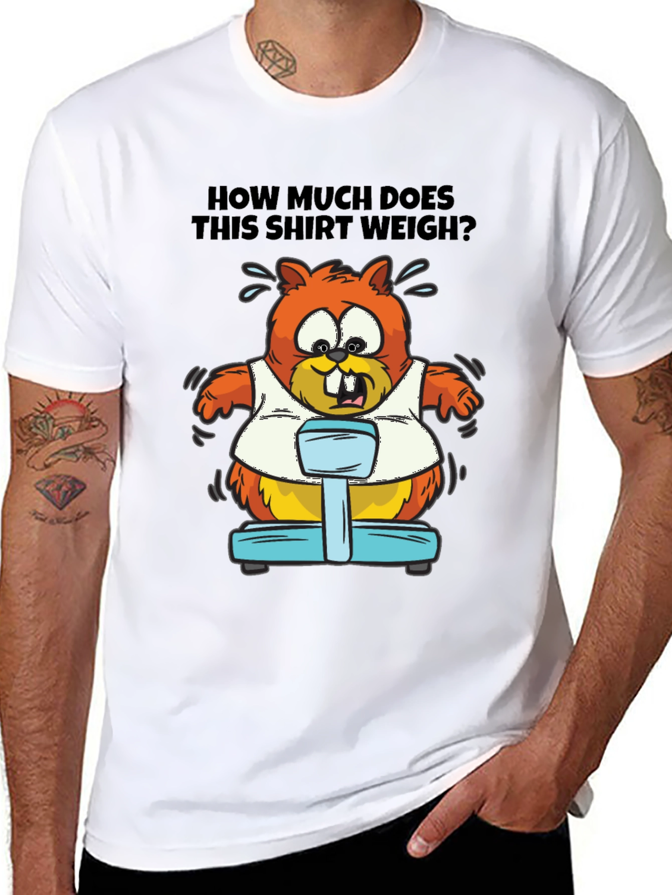 Black Humorous Beaver Weight T-Shirt view 8