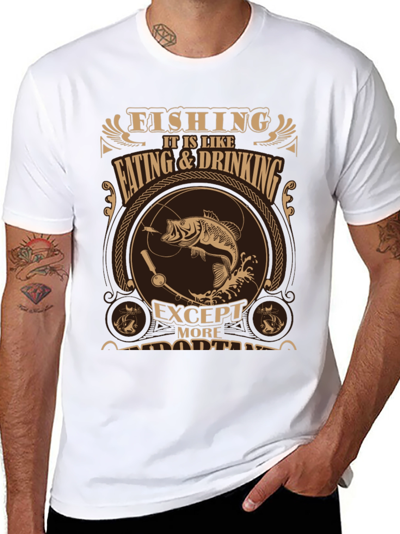 Black Fishing is Like Eating & Drinking T-Shirt view 8