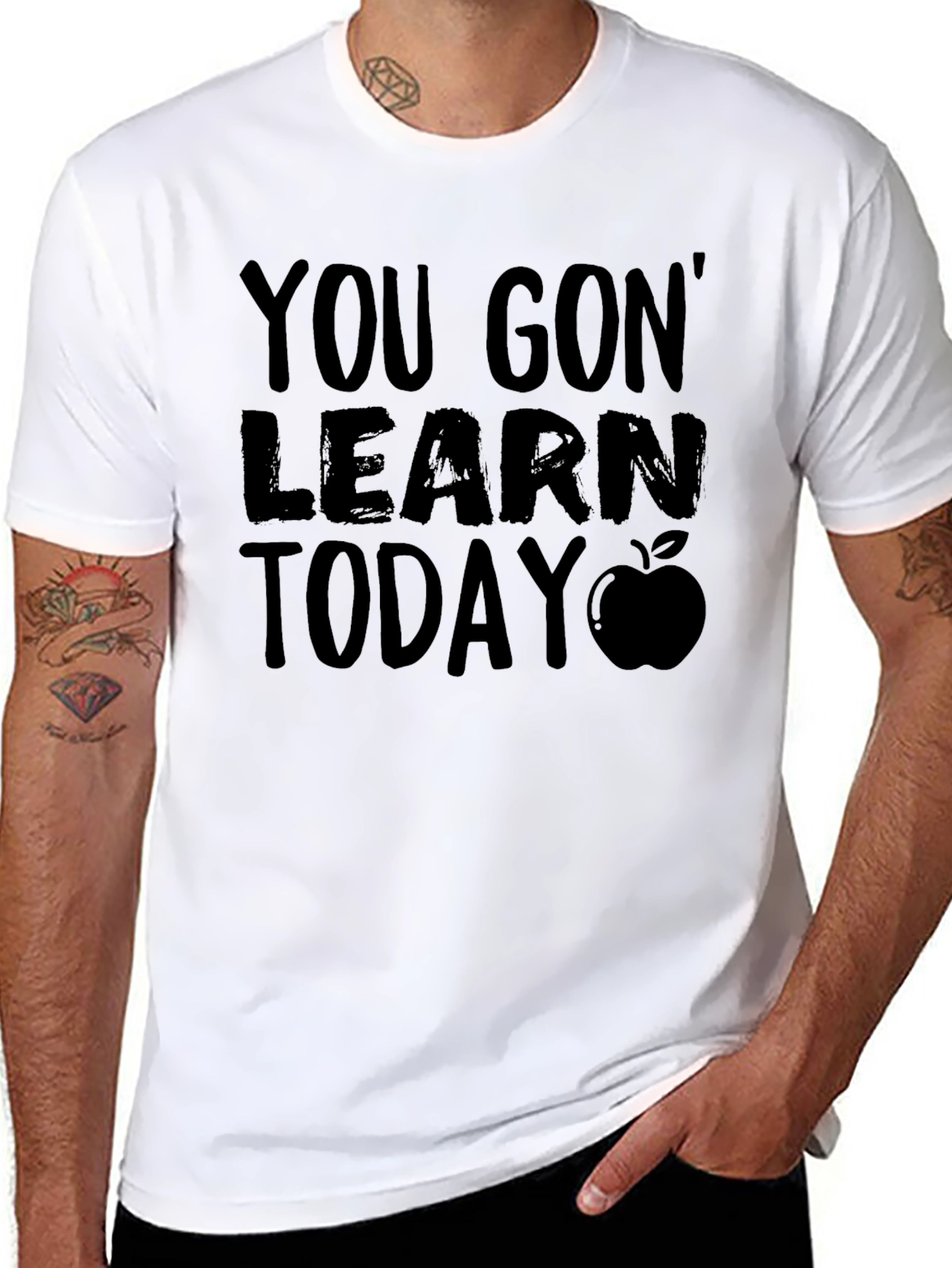 Black You Gon' Learn Today T-Shirt Teacher Apple view 8