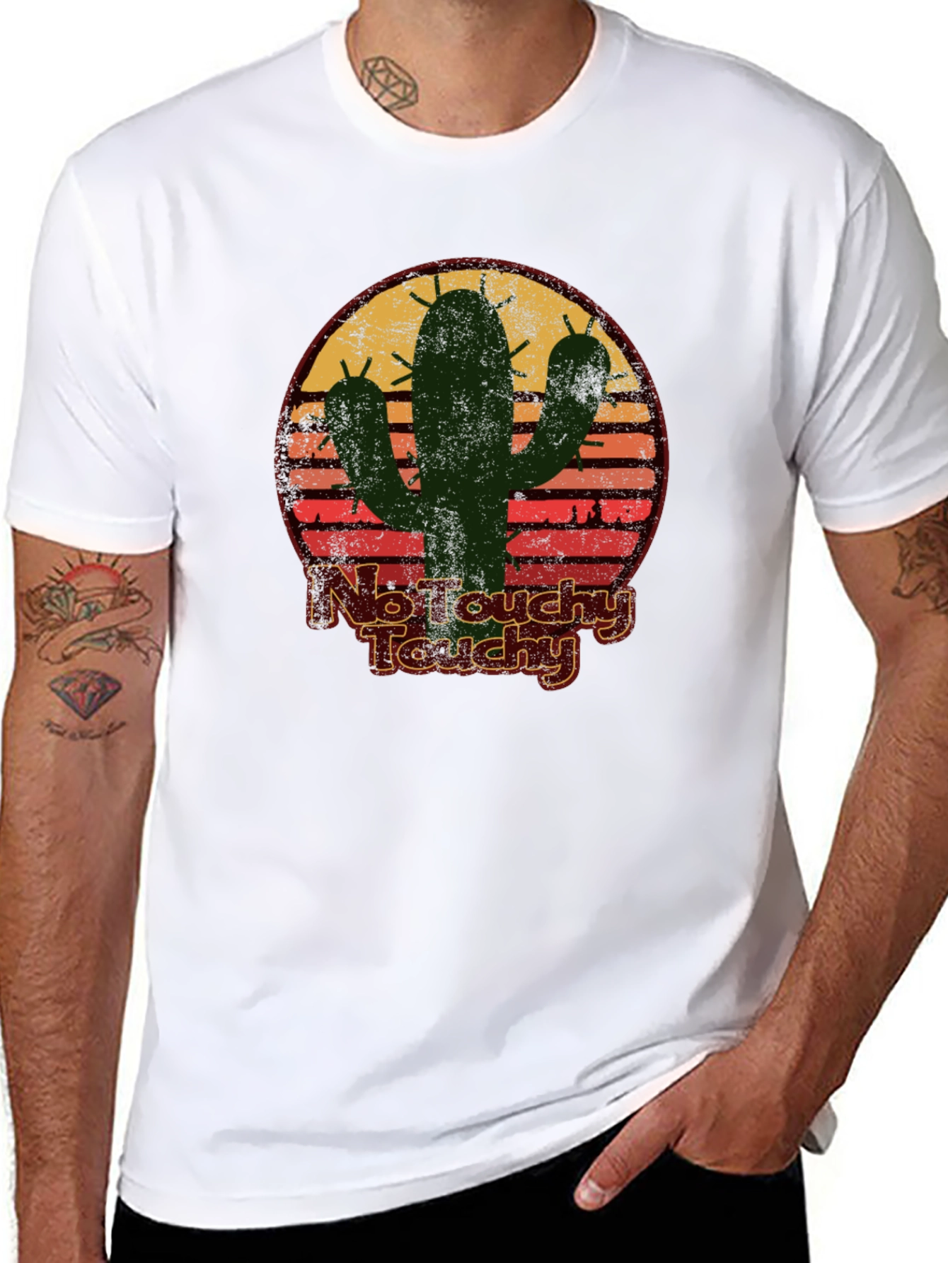 Black No Touchy Touchy Cactus Graphic Tee view 8