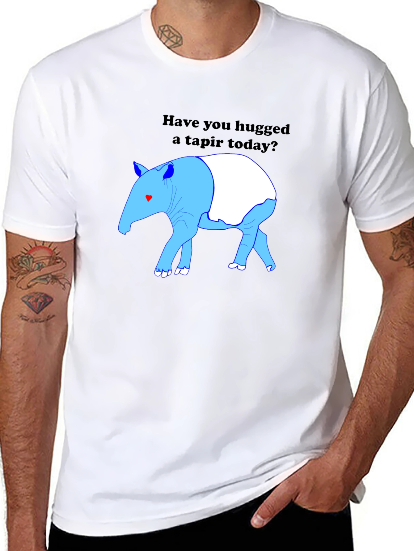 Black Hug a Tapir Today T-Shirt view 8