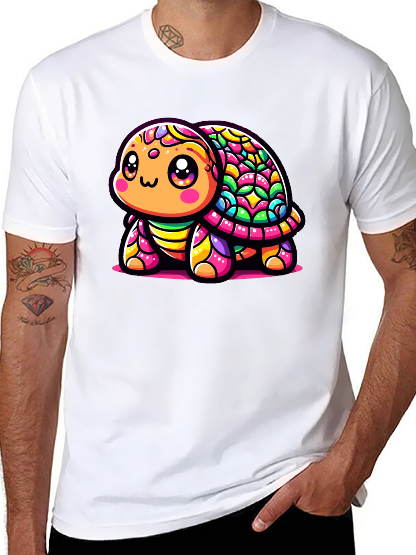 Black Colorful Turtle Graphic T-Shirt view 8