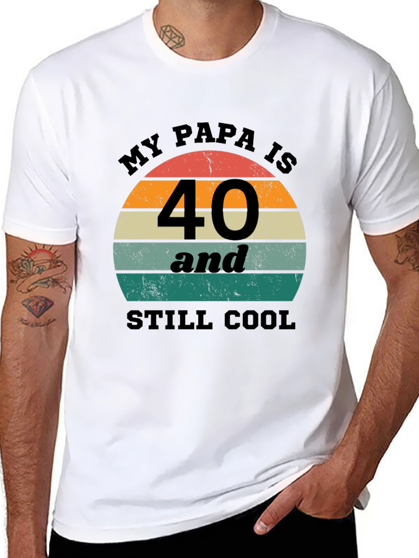Black Funny "My Papa is 40" Birthday T-Shirt view 8