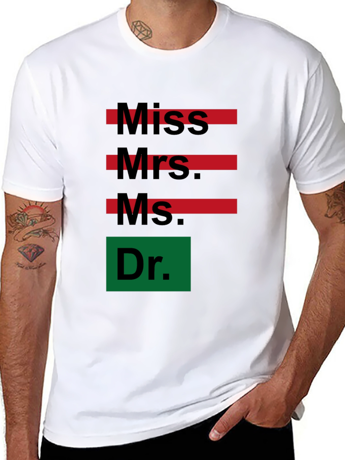 Black Empowered Women T-Shirt: Miss, Mrs, Ms, Dr - Black Cotton Tee view 8