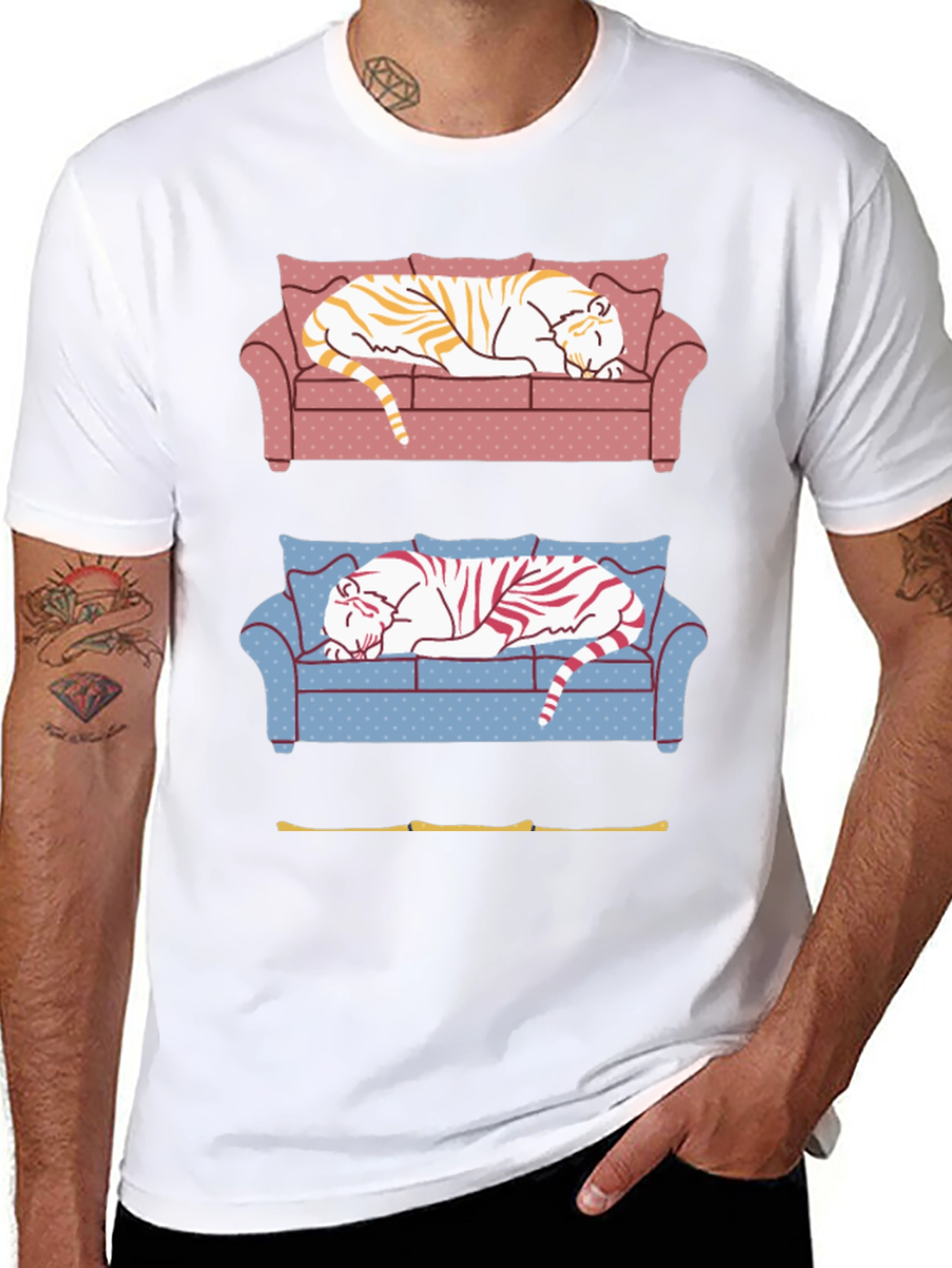 Black Tiger on Couch Graphic T-Shirt view 8