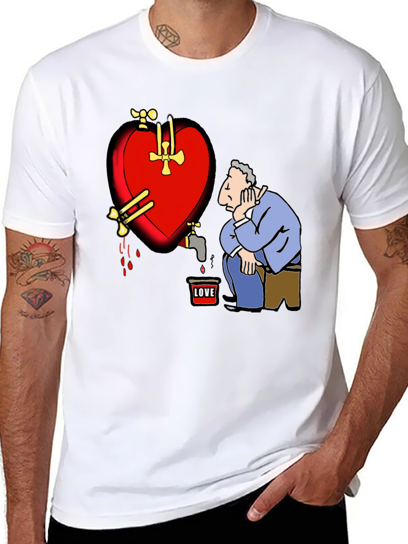 Black Sad Heart T-Shirt - Graphic Novelty Tee view 8