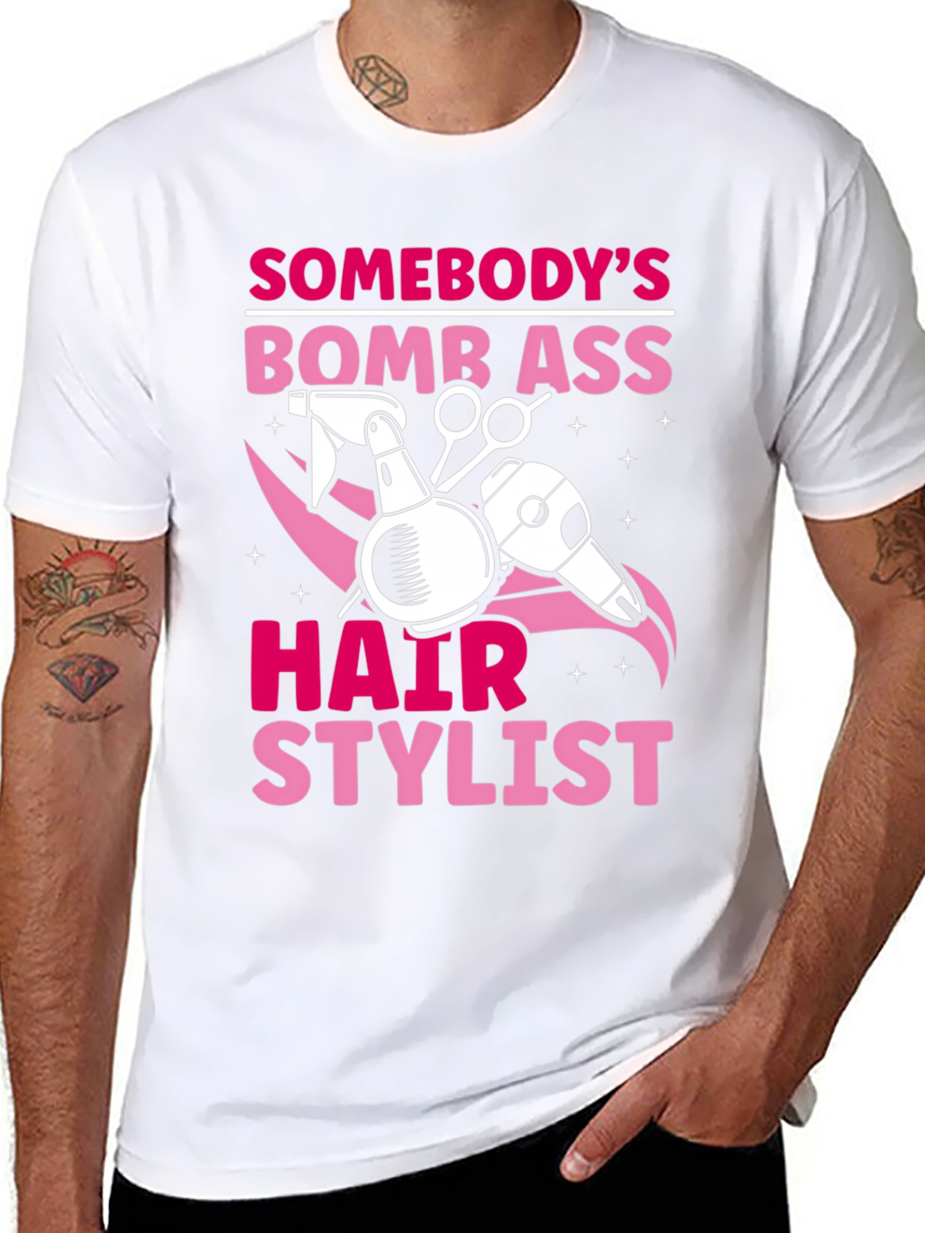 Black Bomb Ass Hair Stylist T-Shirt view 8