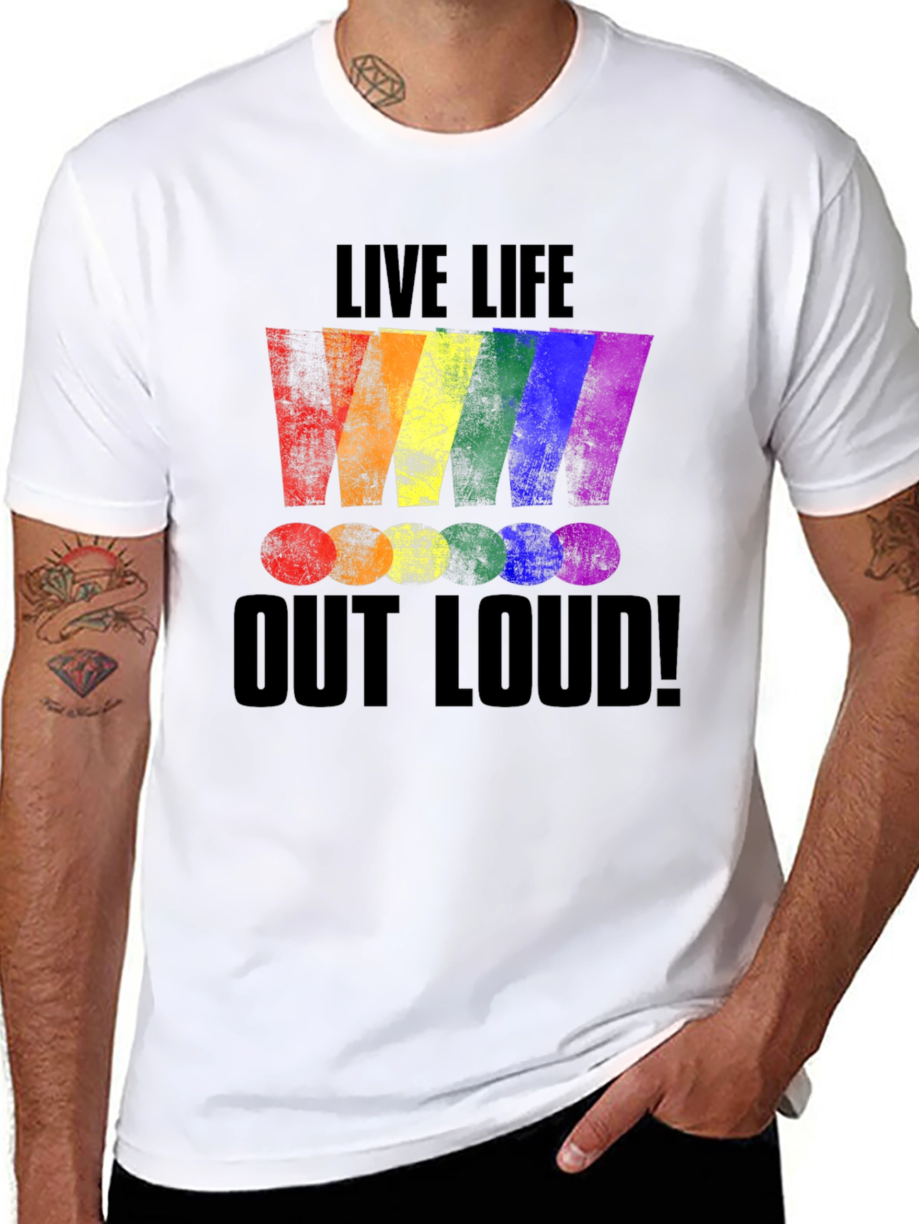 Black Live Life Out Loud Rainbow Graphic T-Shirt view 8