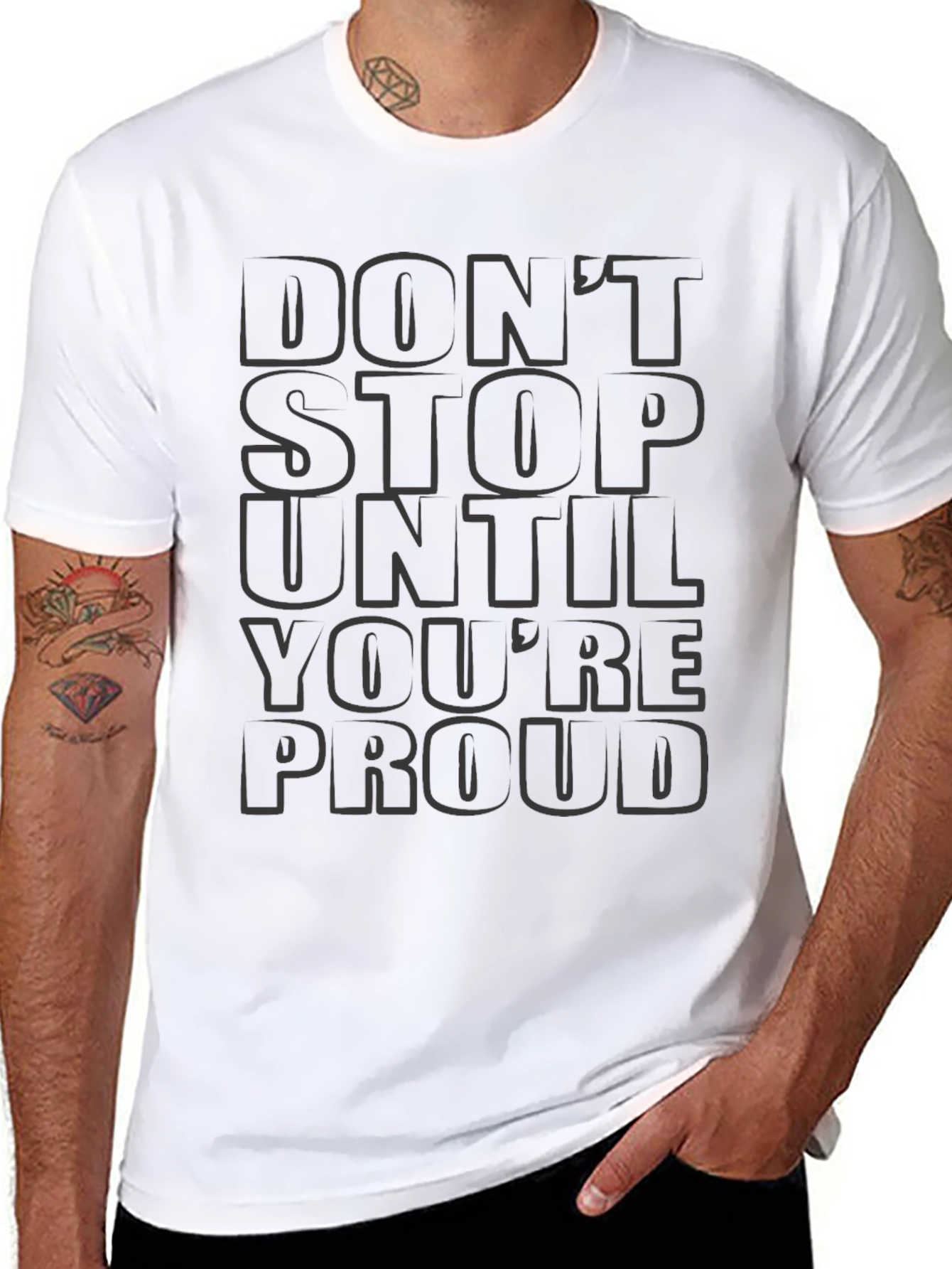 Black Motivational Black T-Shirt - Don't Stop Until You're Proud view 8