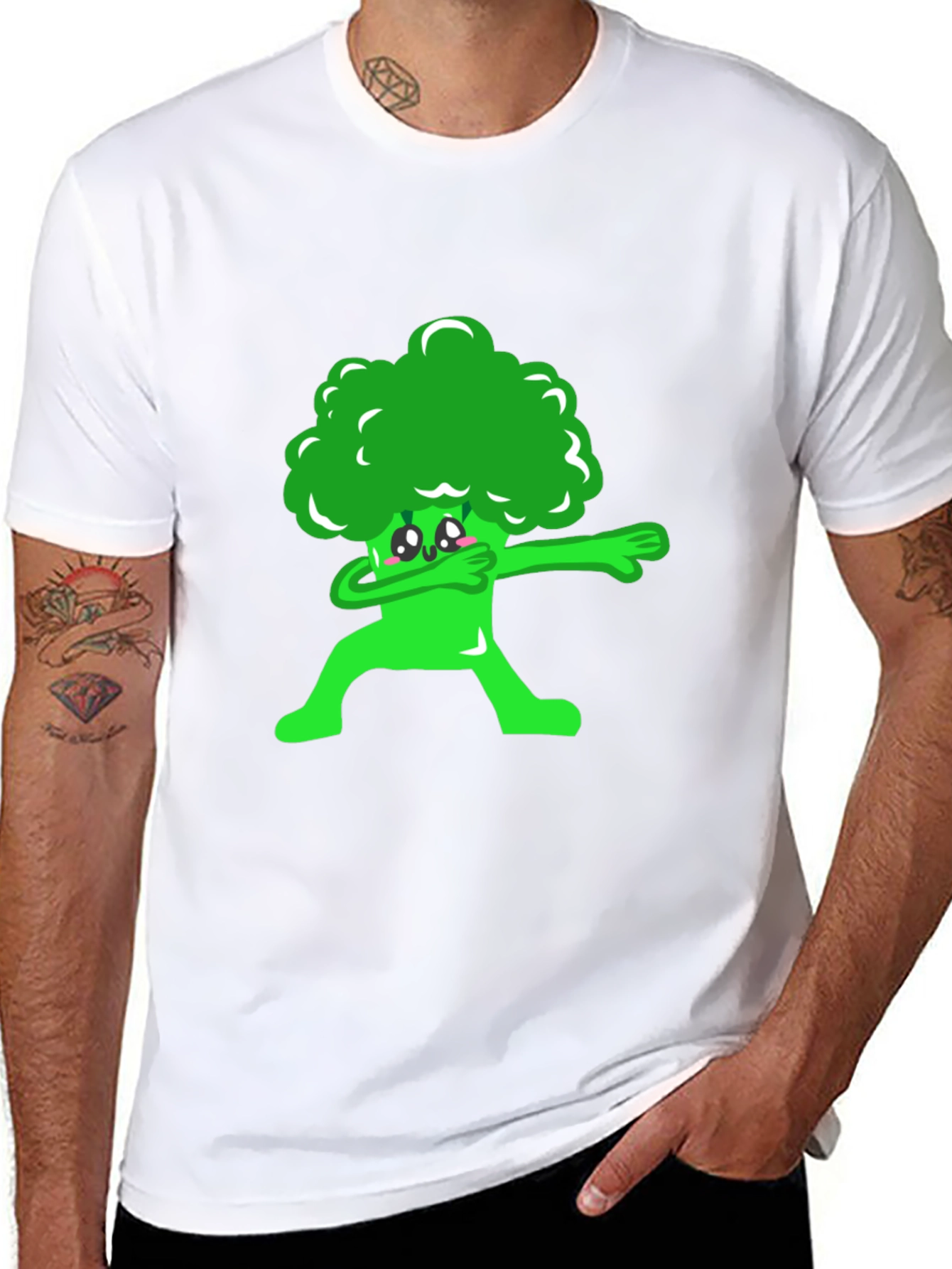 Black Broccoli Dab Graphic Tee - Fun Foodie Shirt view 8