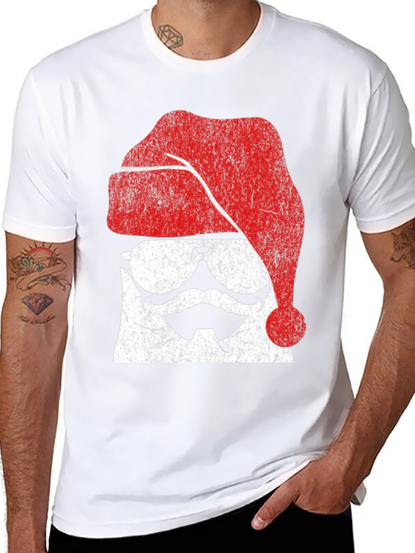 Black Festive Santa Stormtrooper Graphic Tee view 8