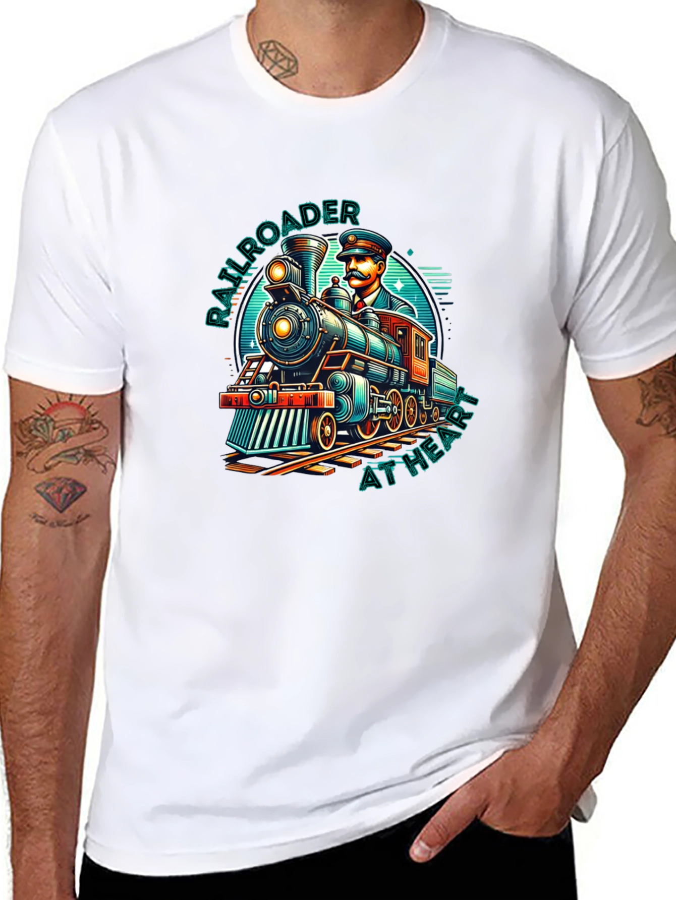 Black Railroader At Heart Graphic Tee view 8