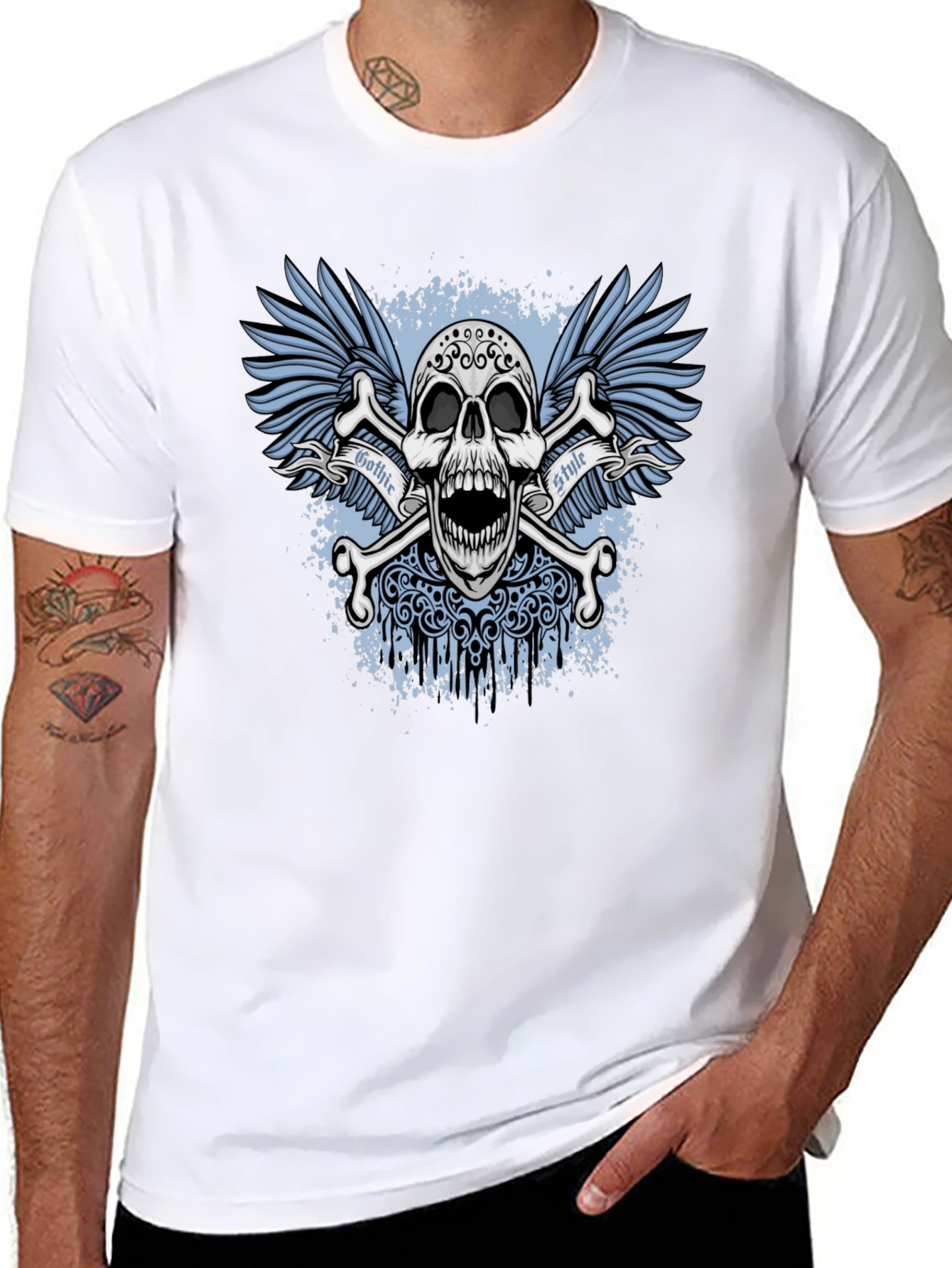 Black Gothic Skull T-Shirt view 8