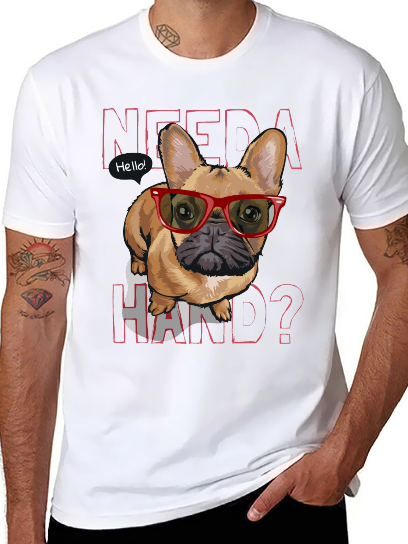 Black Need a Hand? Bulldog Tee view 8