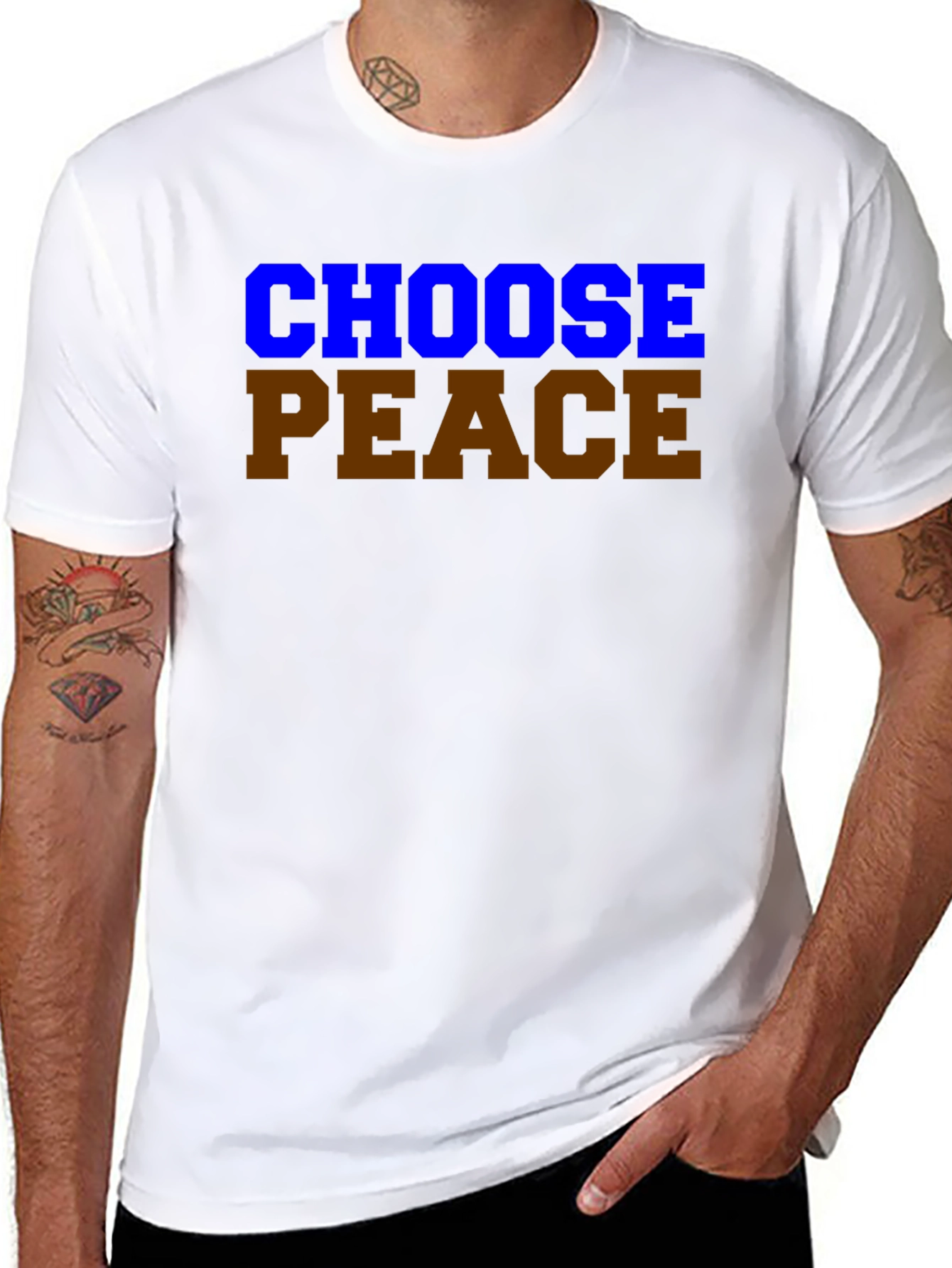 Black Choose Peace Graphic T-Shirt - Black Casual Tee view 8