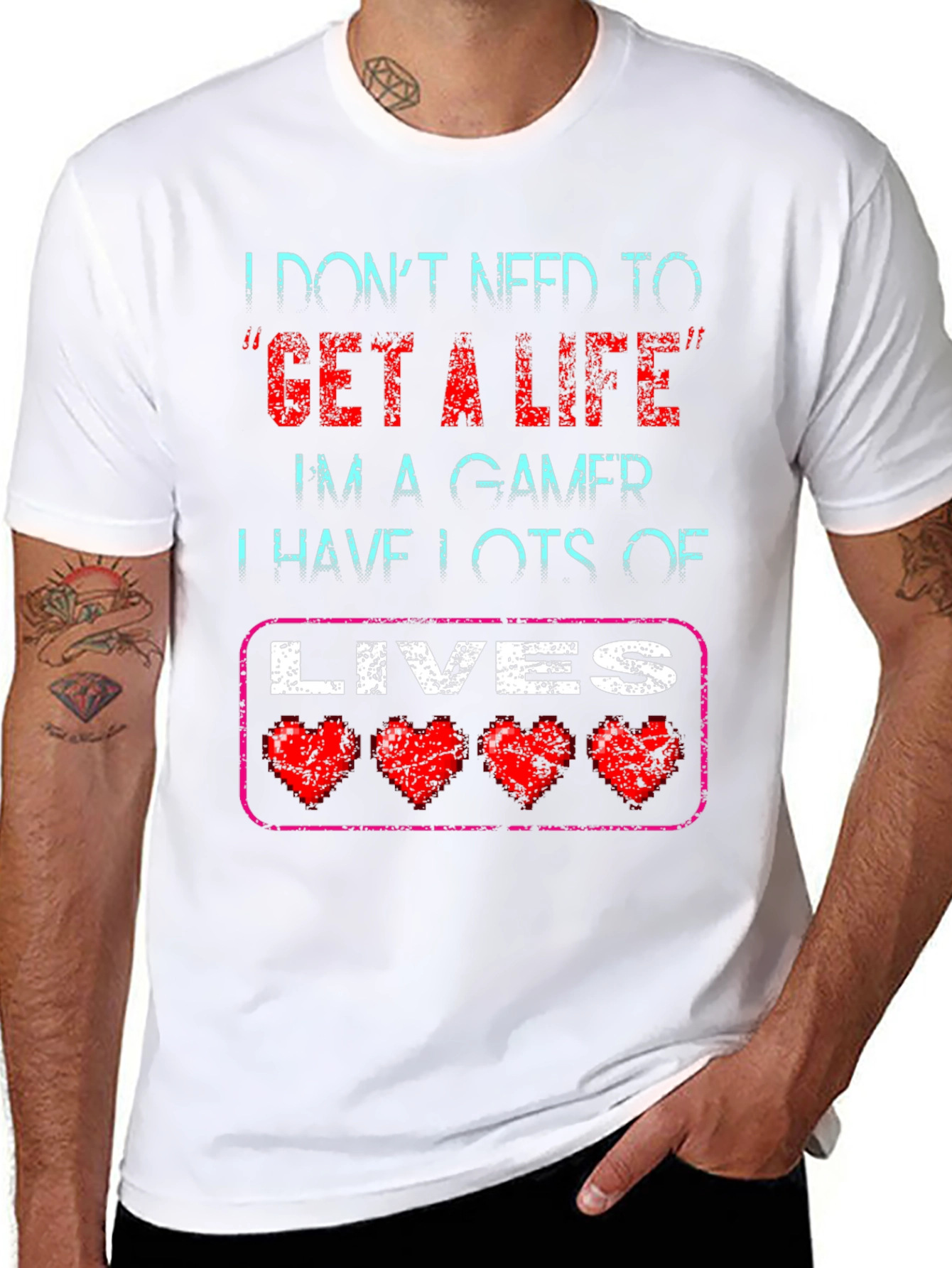 Black Gamer T-Shirt - I Don't Need a Life, I Have Lots of Lives! view 8