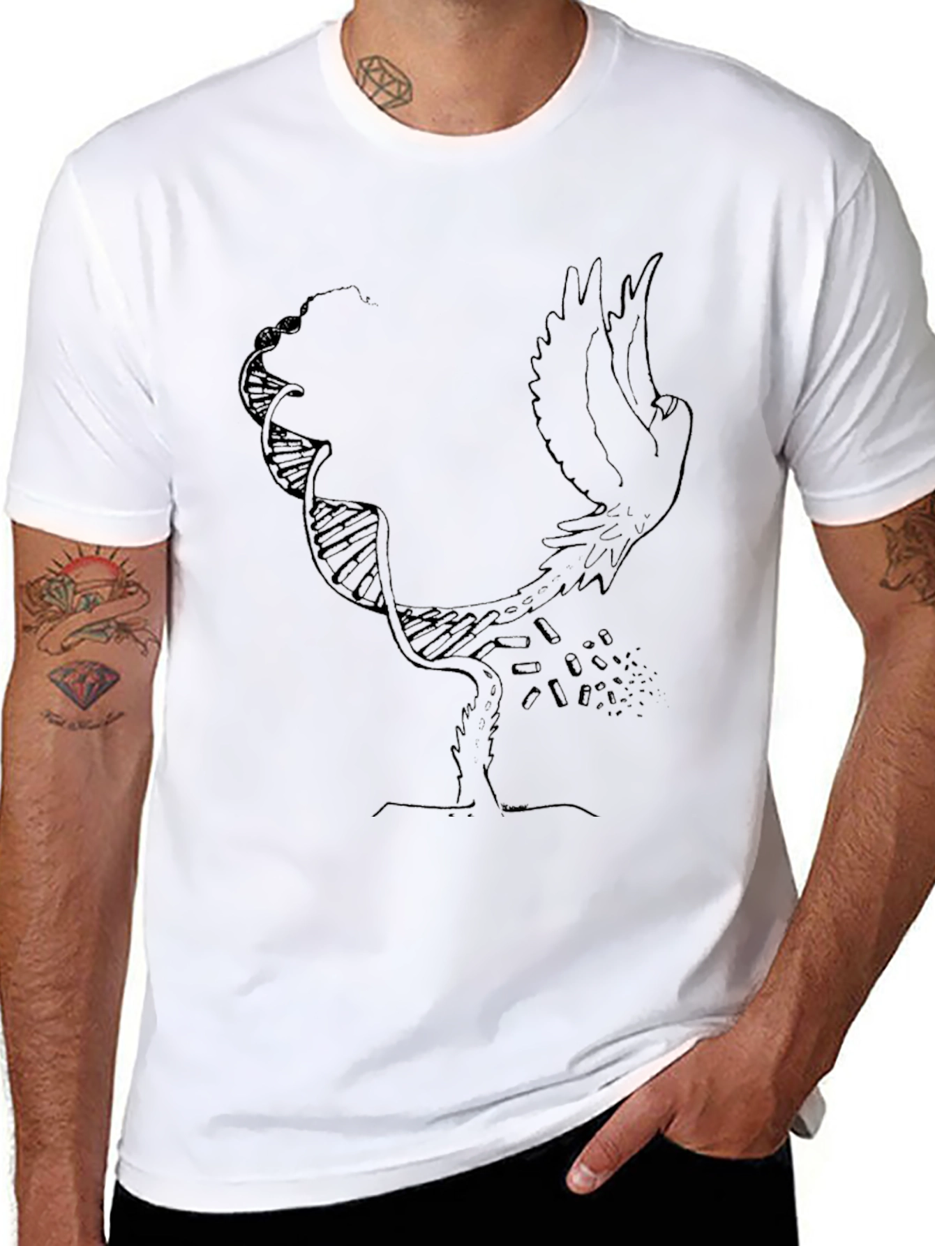 Black DNA Bird Black T-Shirt view 8