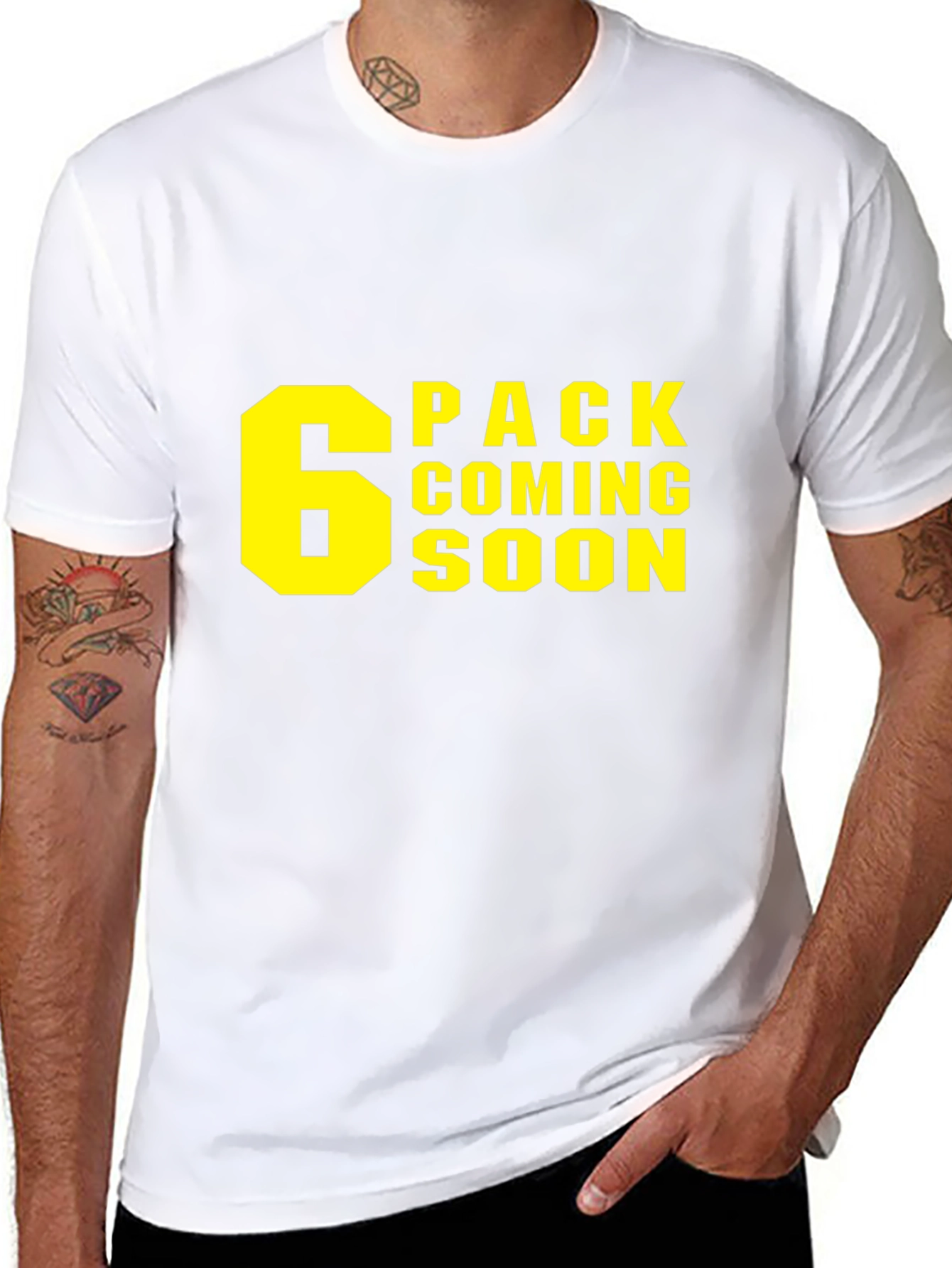 Black 6 Pack Coming Soon T-Shirt - Gym Humor view 8
