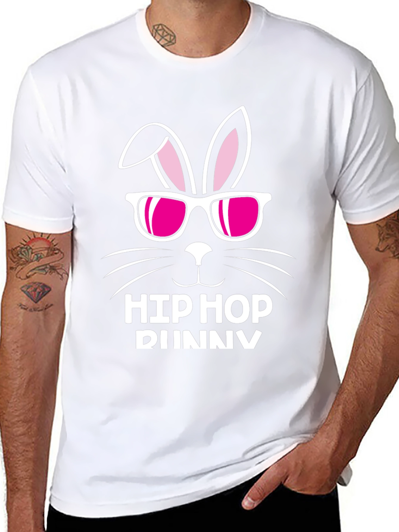 Black Hip Hop Bunny T-Shirt: Cool Easter Style view 8