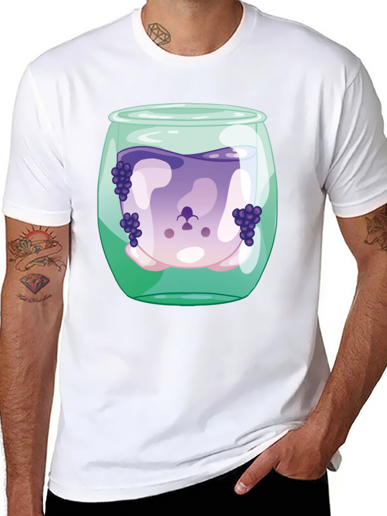 Black Grape Juice Dog Tee - Funny Graphic T-Shirt view 8