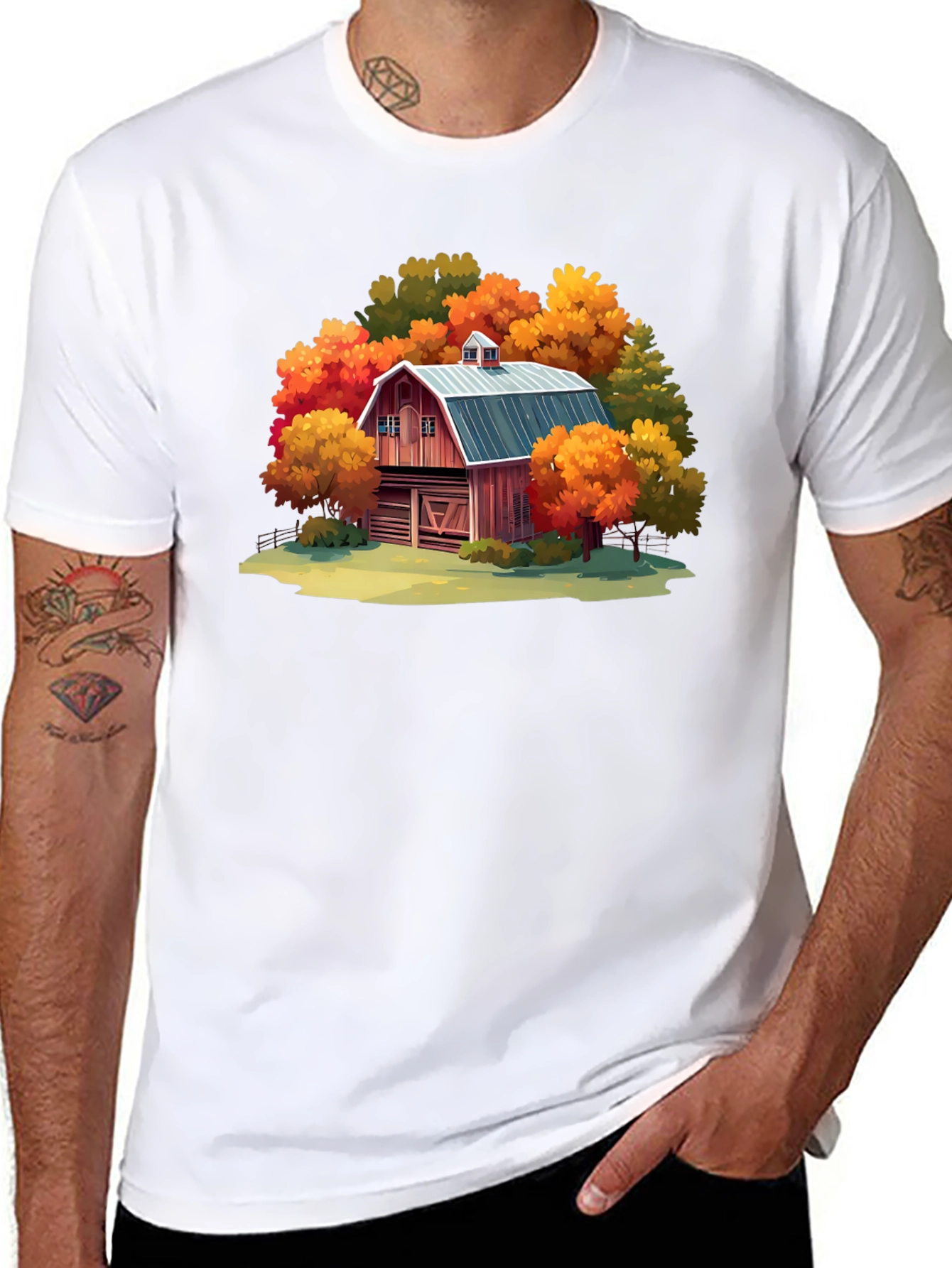 Black Autumn Barn Graphic Tee view 8