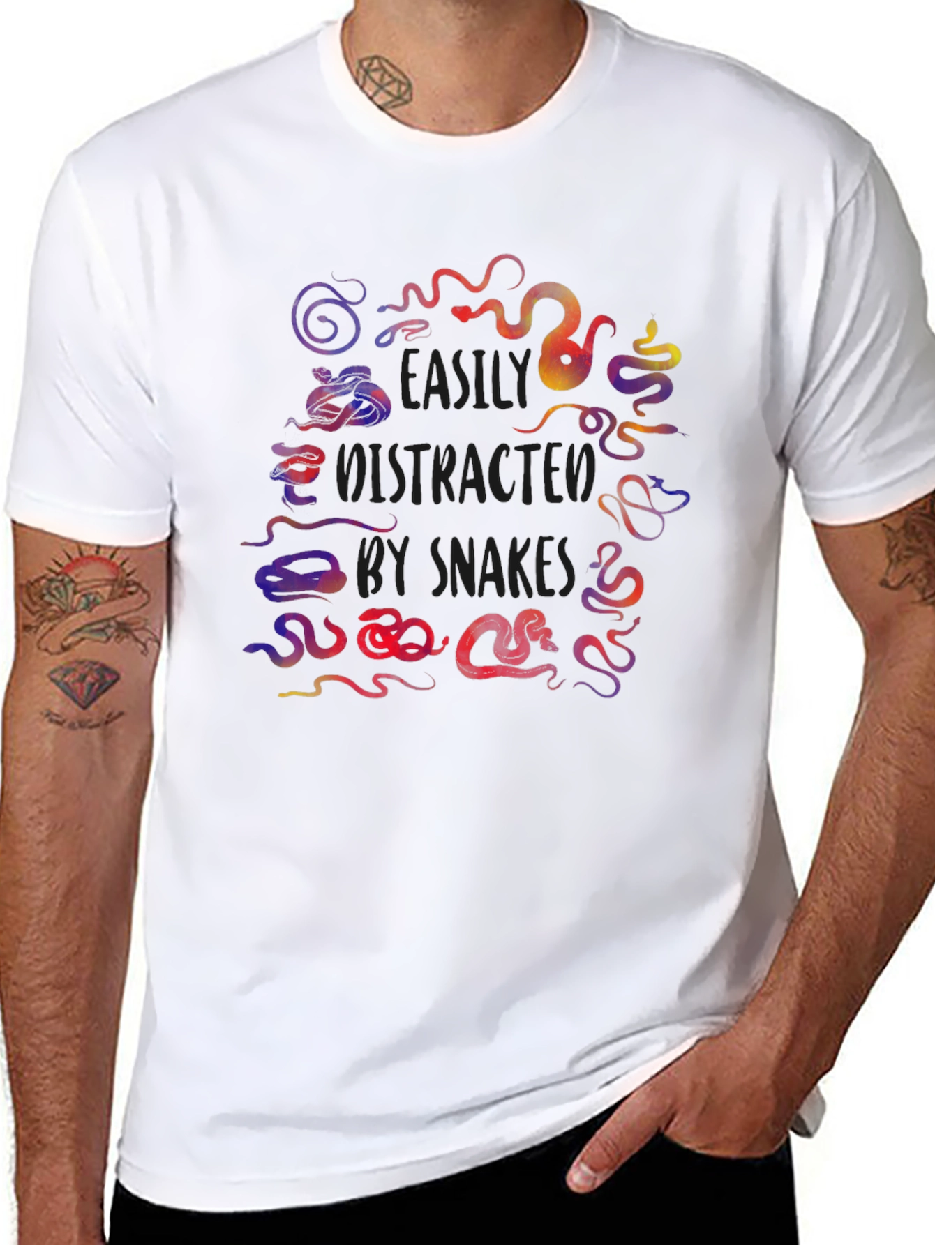 Black Easily Distracted By Snakes Graphic Tee view 8