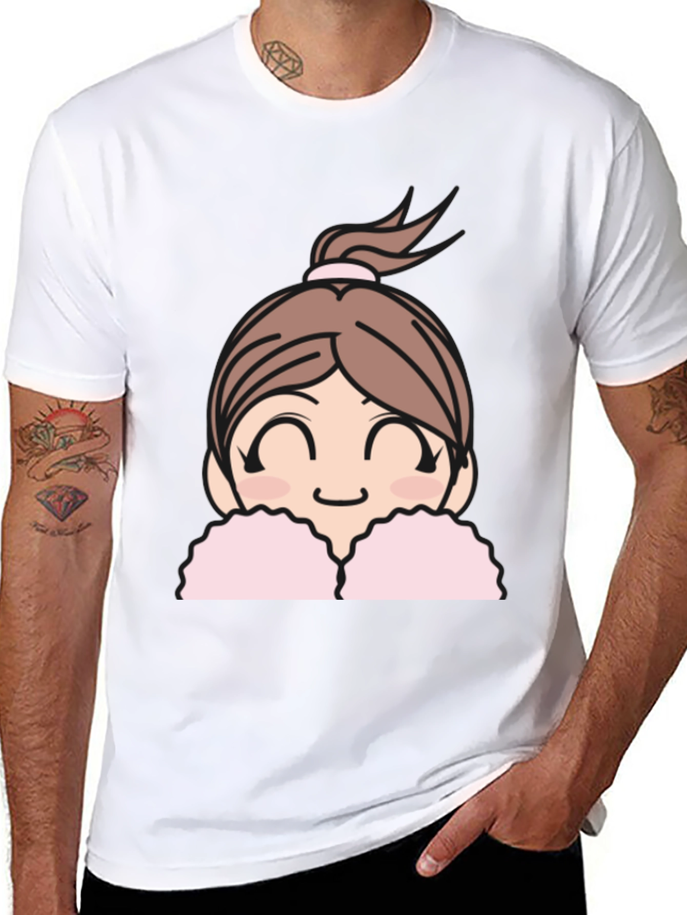 Black Cute Anime Girl Graphic Black T-Shirt view 8