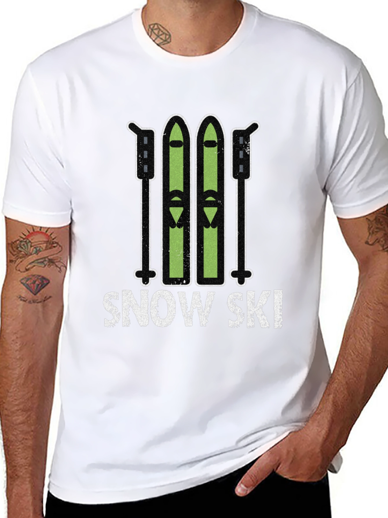 Black Snow Ski Graphic Tee - Winter Sports T-Shirt view 8