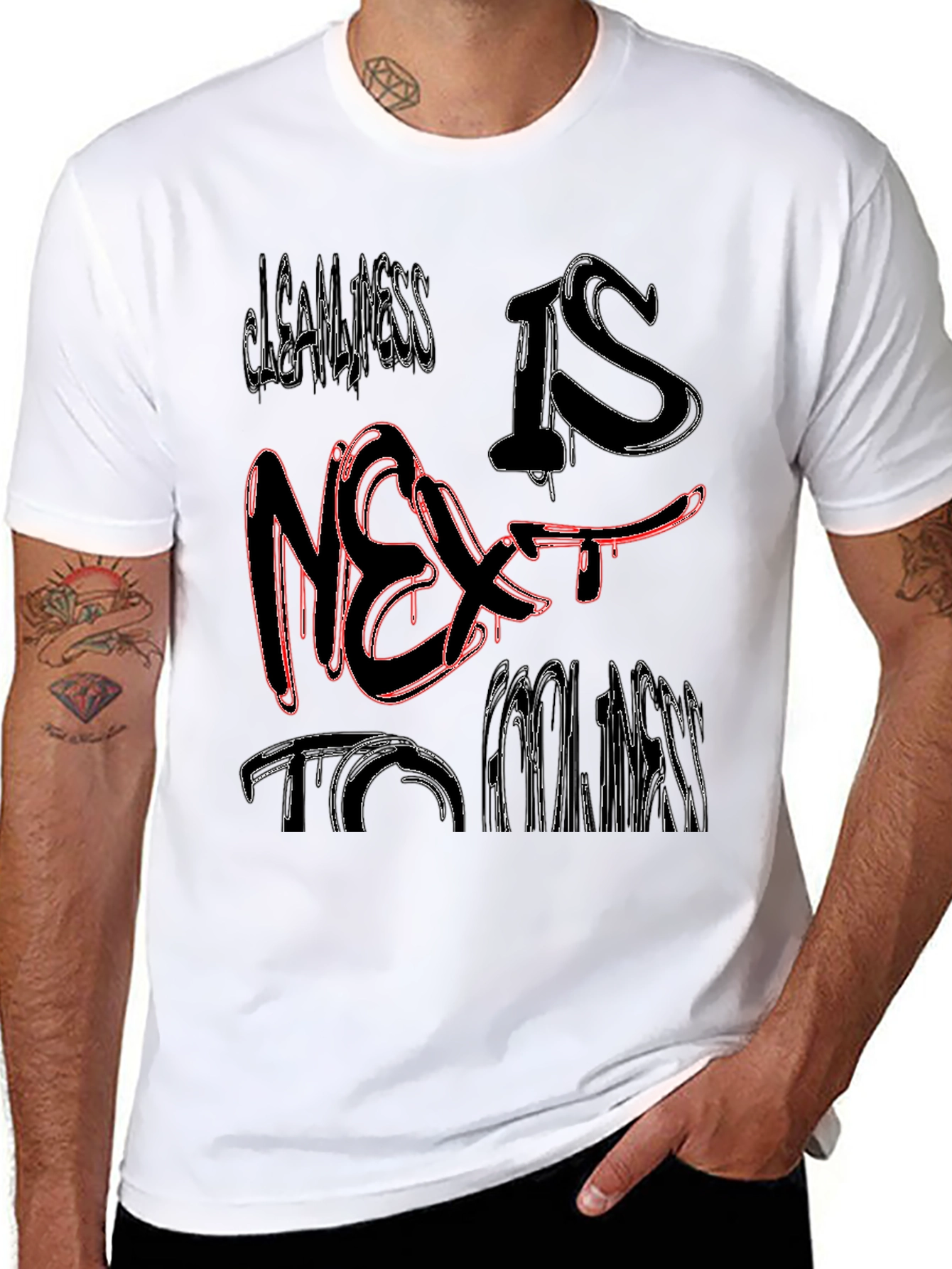 Black Cleanliness is Next to Coolness Graphic Tee view 8