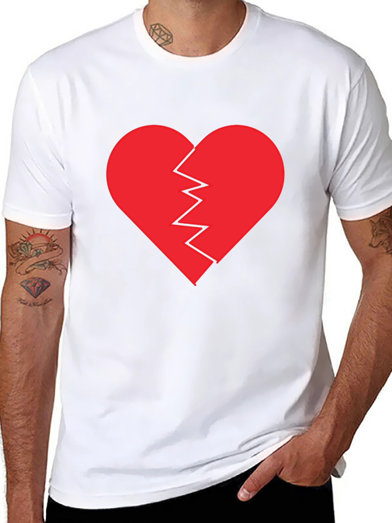 Black Broken Heart Graphic Tee - Black Cotton T-Shirt view 8