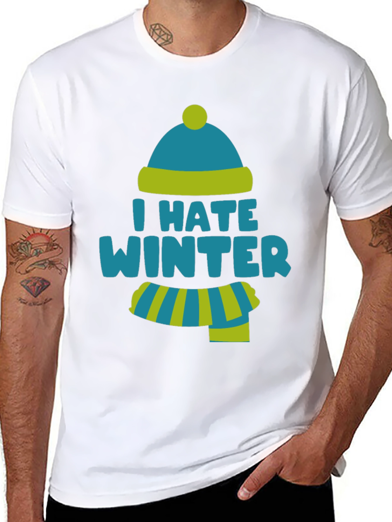 Black I Hate Winter Funny T-Shirt view 8
