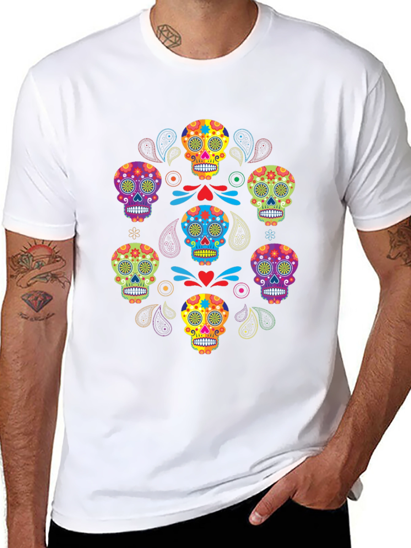 Black Sugar Skull T-Shirt - Day of the Dead view 8