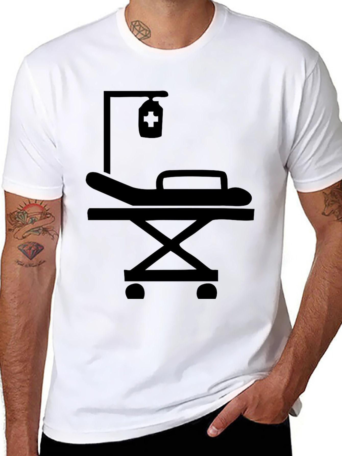 Black Medical Gurney Graphic T-Shirt view 8