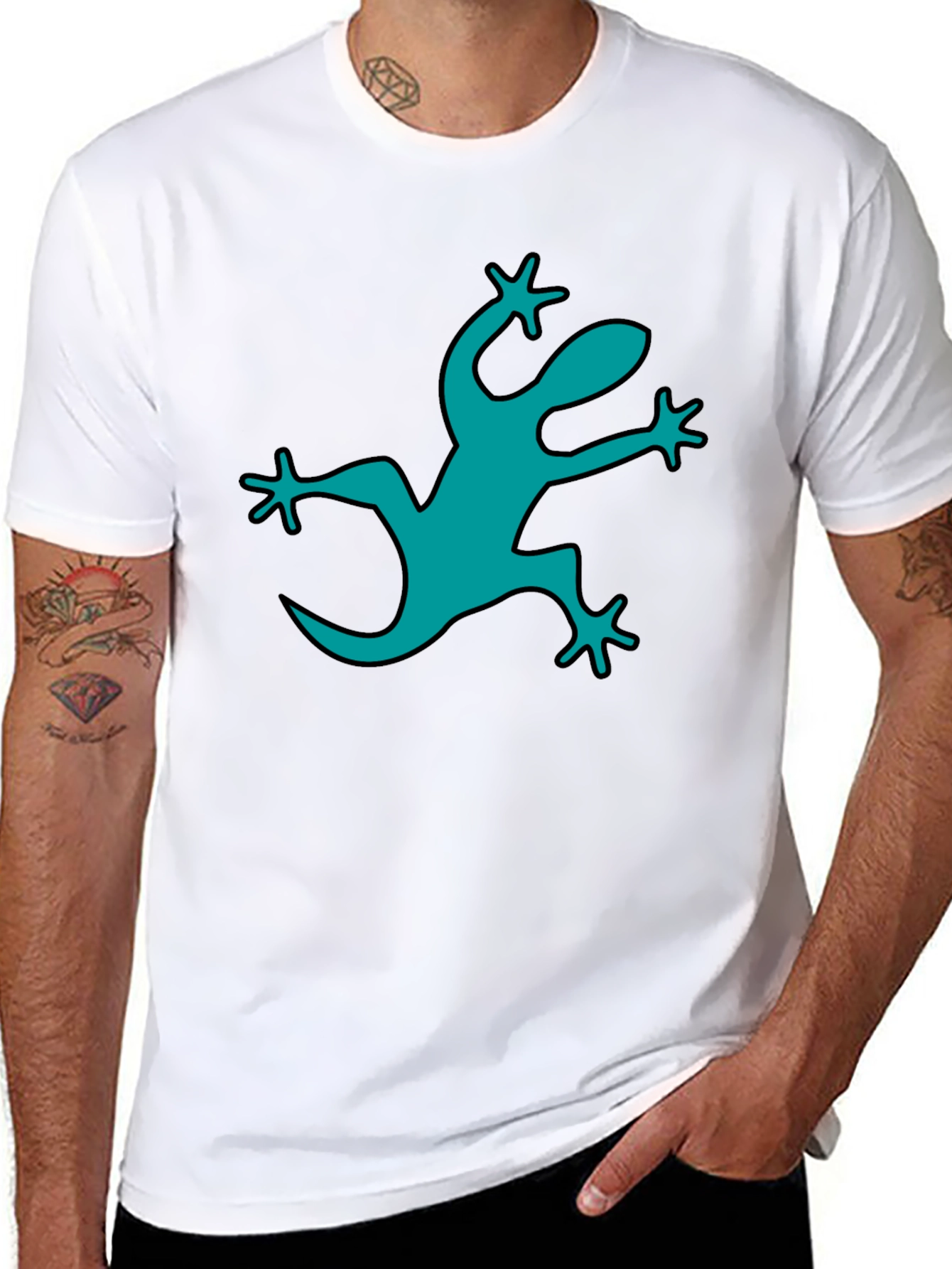 Black Cool Gecko Graphic Black T-Shirt view 8