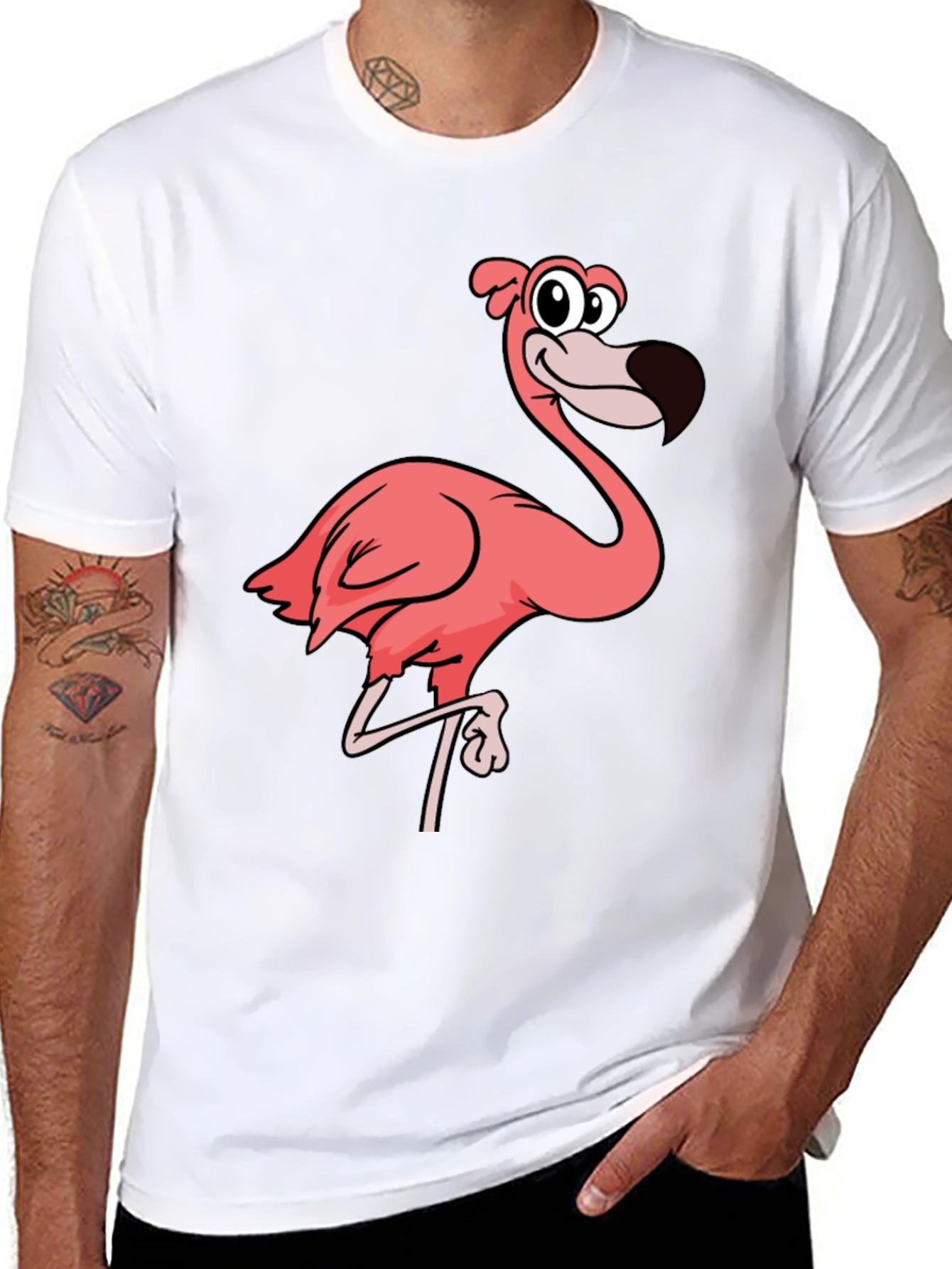 Black Flamingo Graphic Tee - Black Cotton T-Shirt view 8