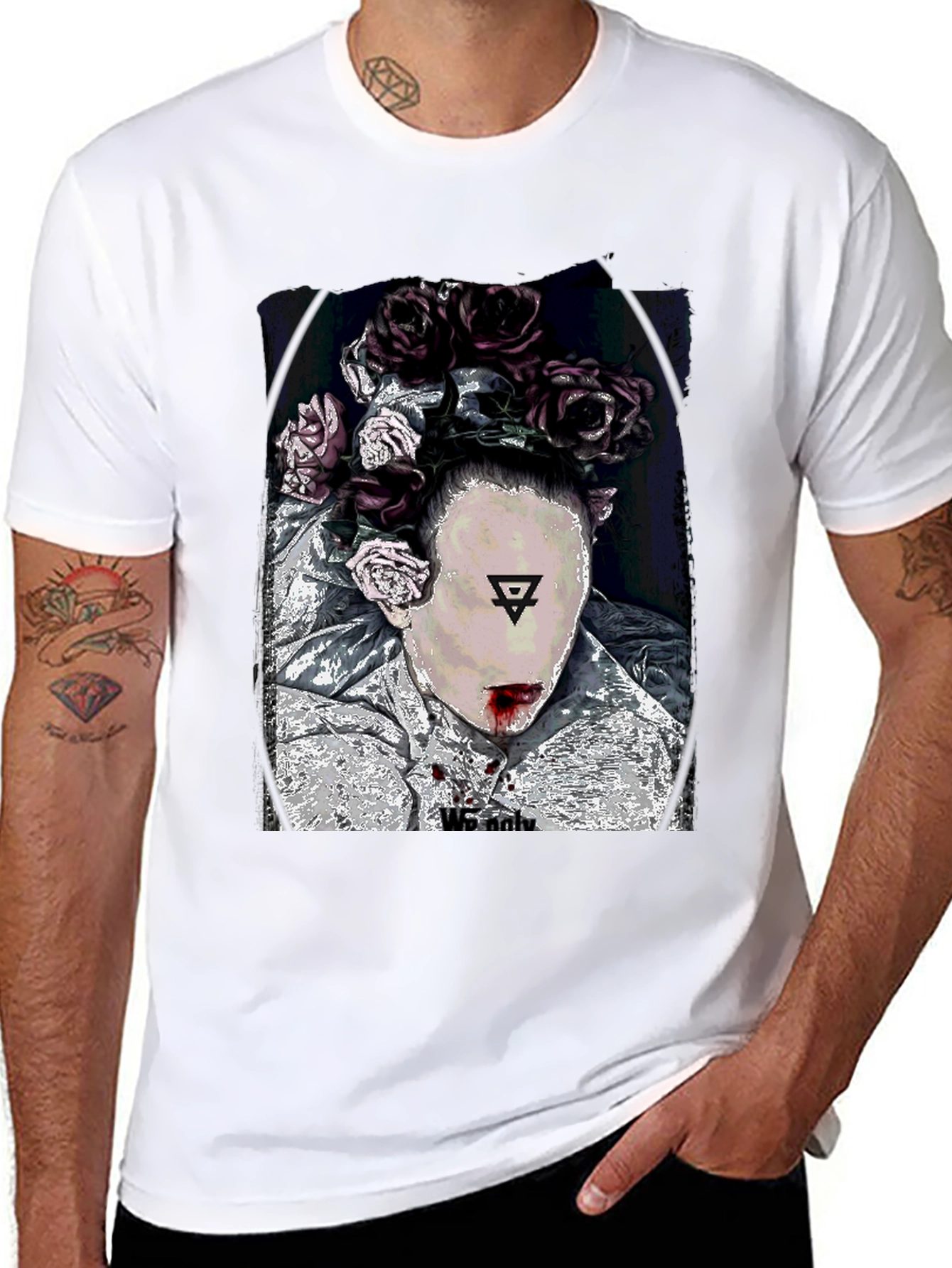 Black Floral Crown Graphic Black T-Shirt view 8