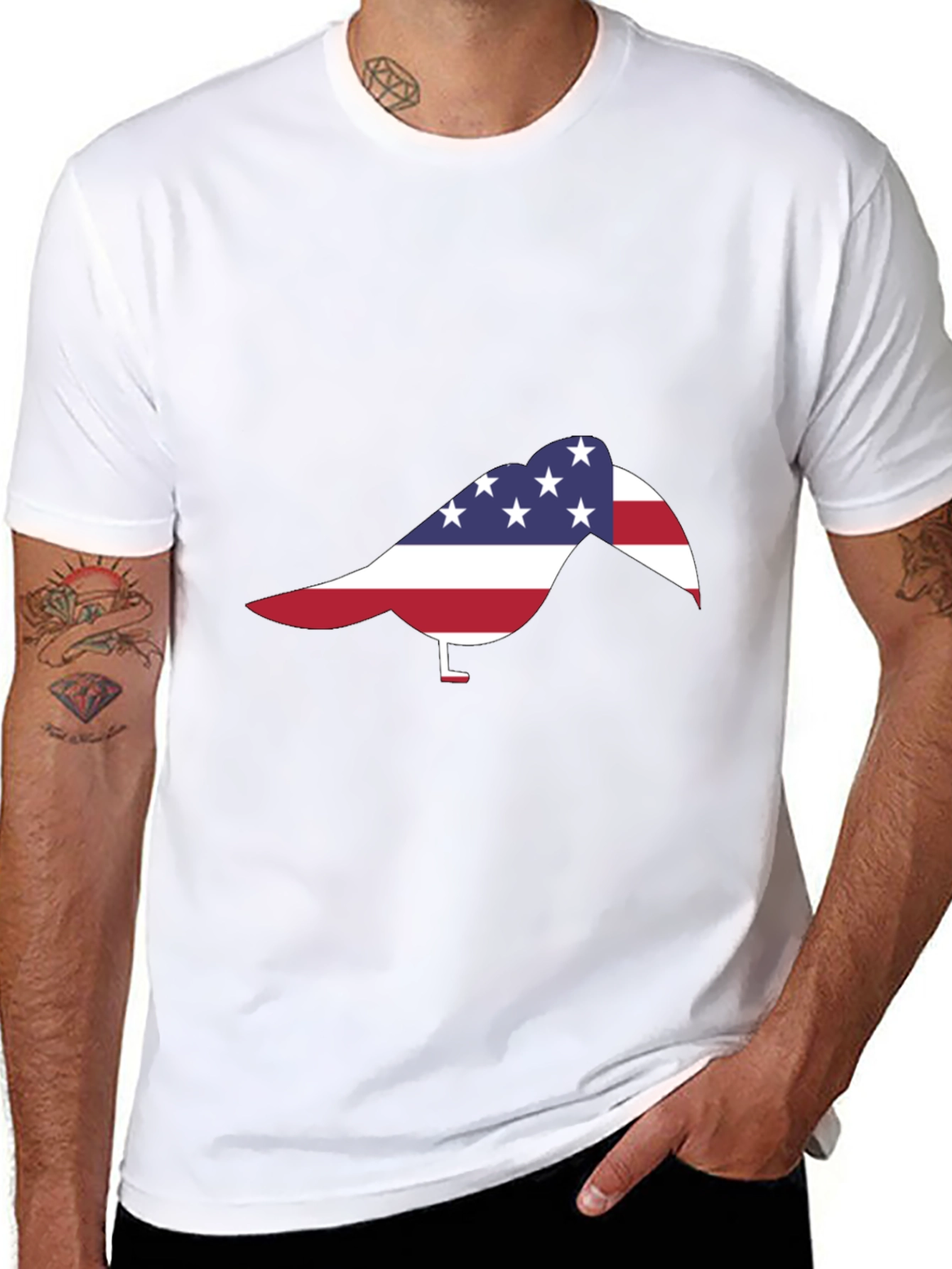 Black American Flag Turkey Black T-Shirt view 8