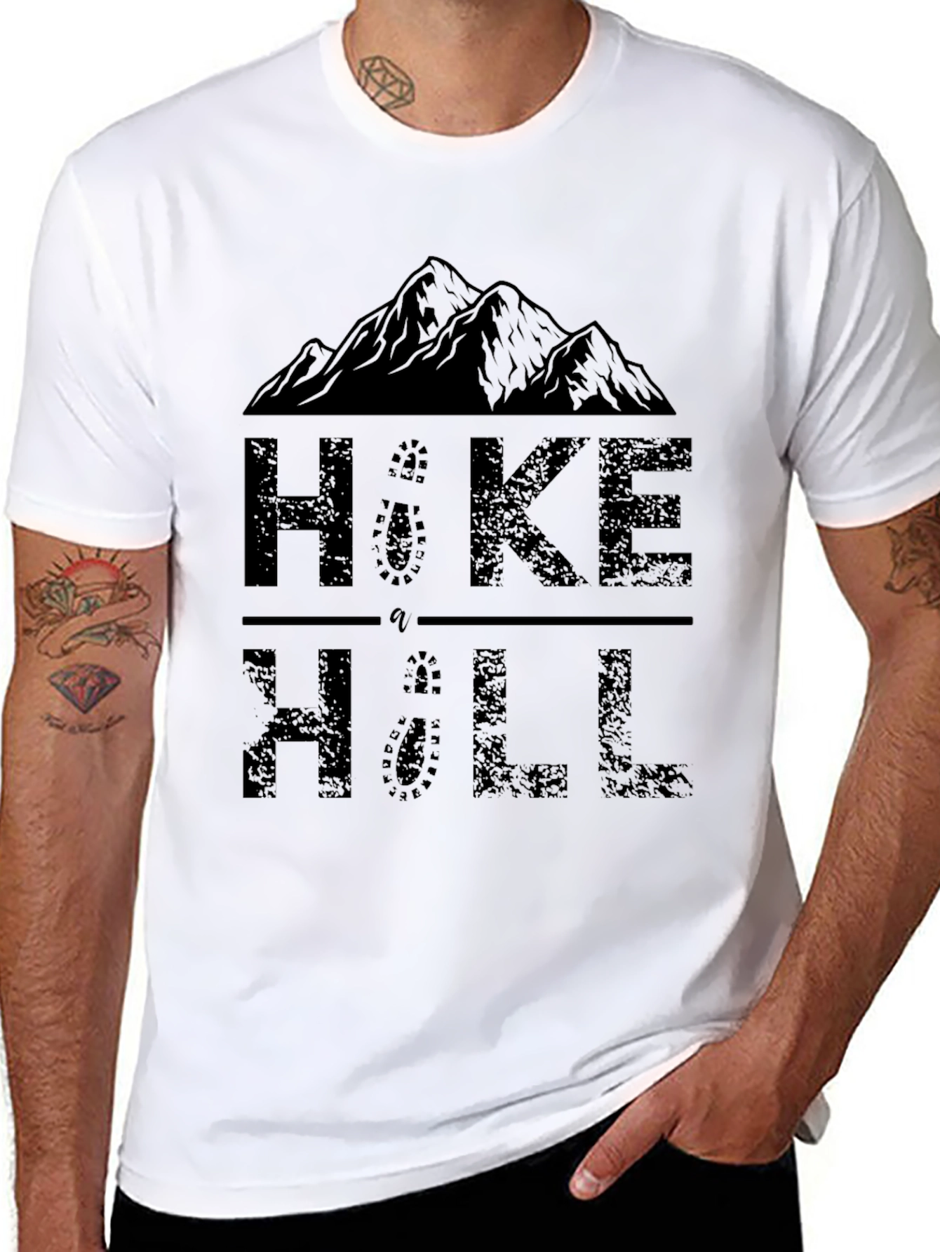 Black Hike a Hill Graphic Print Crew Neck T-Shirt view 8