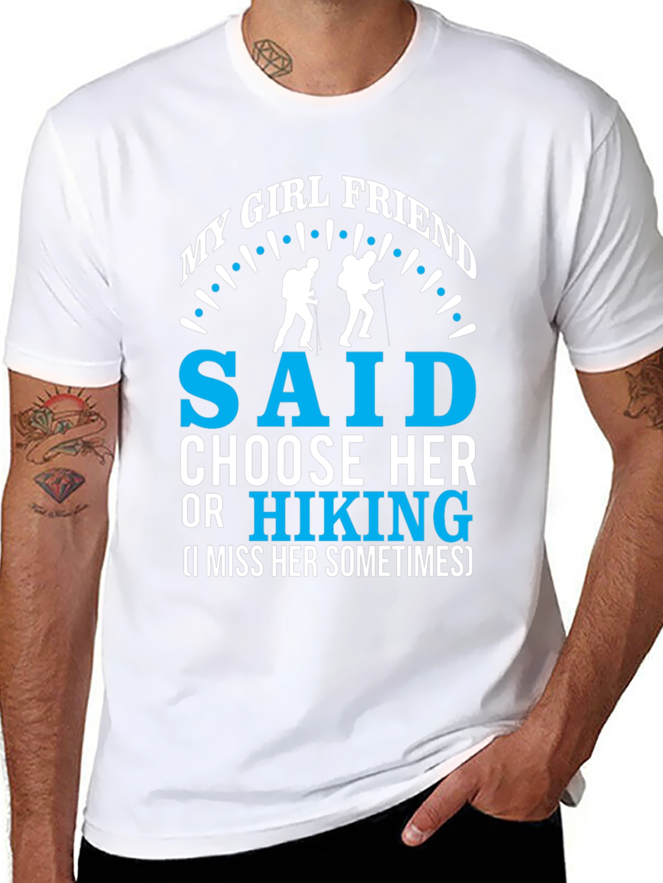 Black My Girlfriend Said Choose Hiking T-Shirt view 8