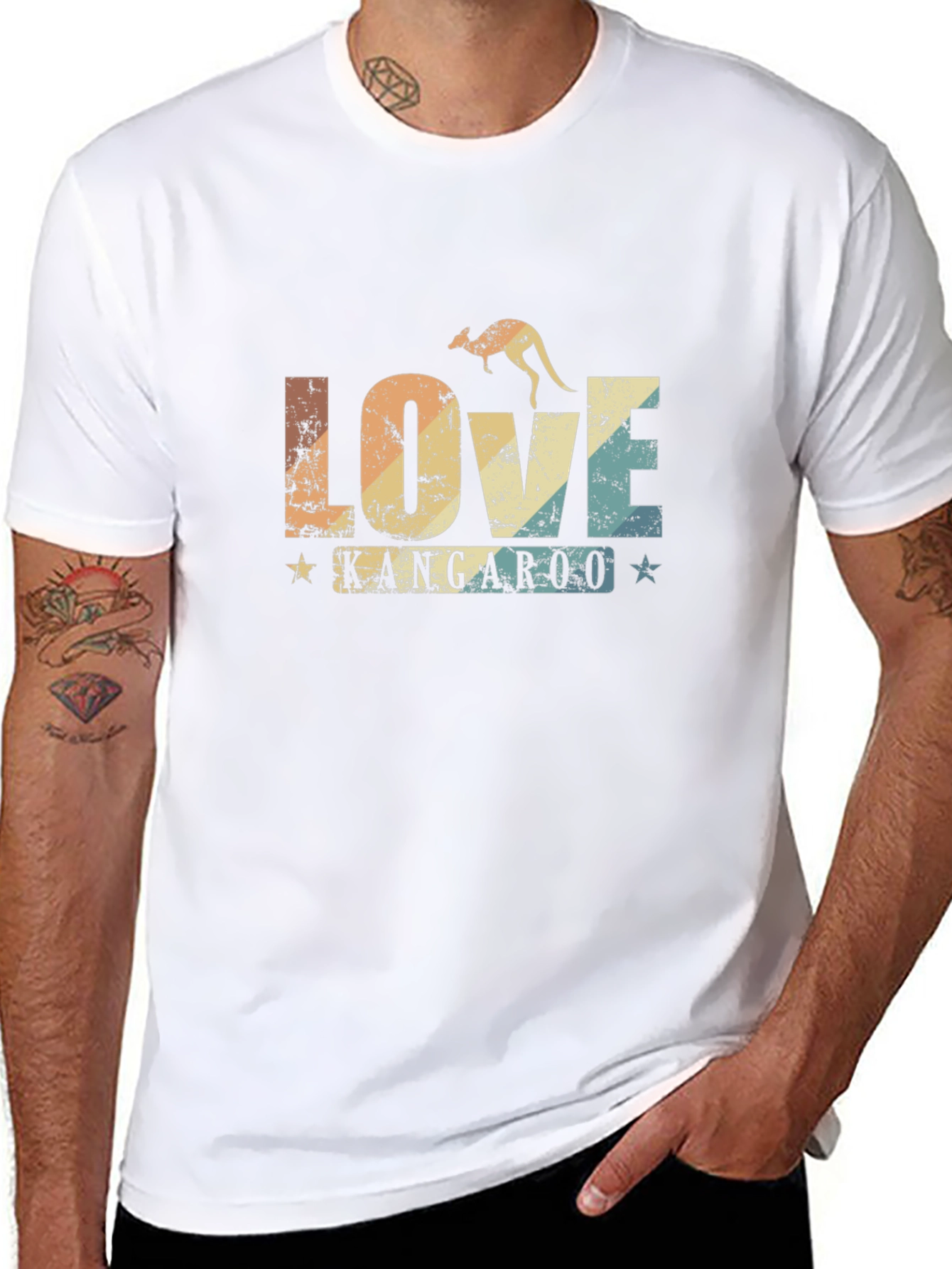 Black Love Kangaroo Retro Graphic T-Shirt view 8