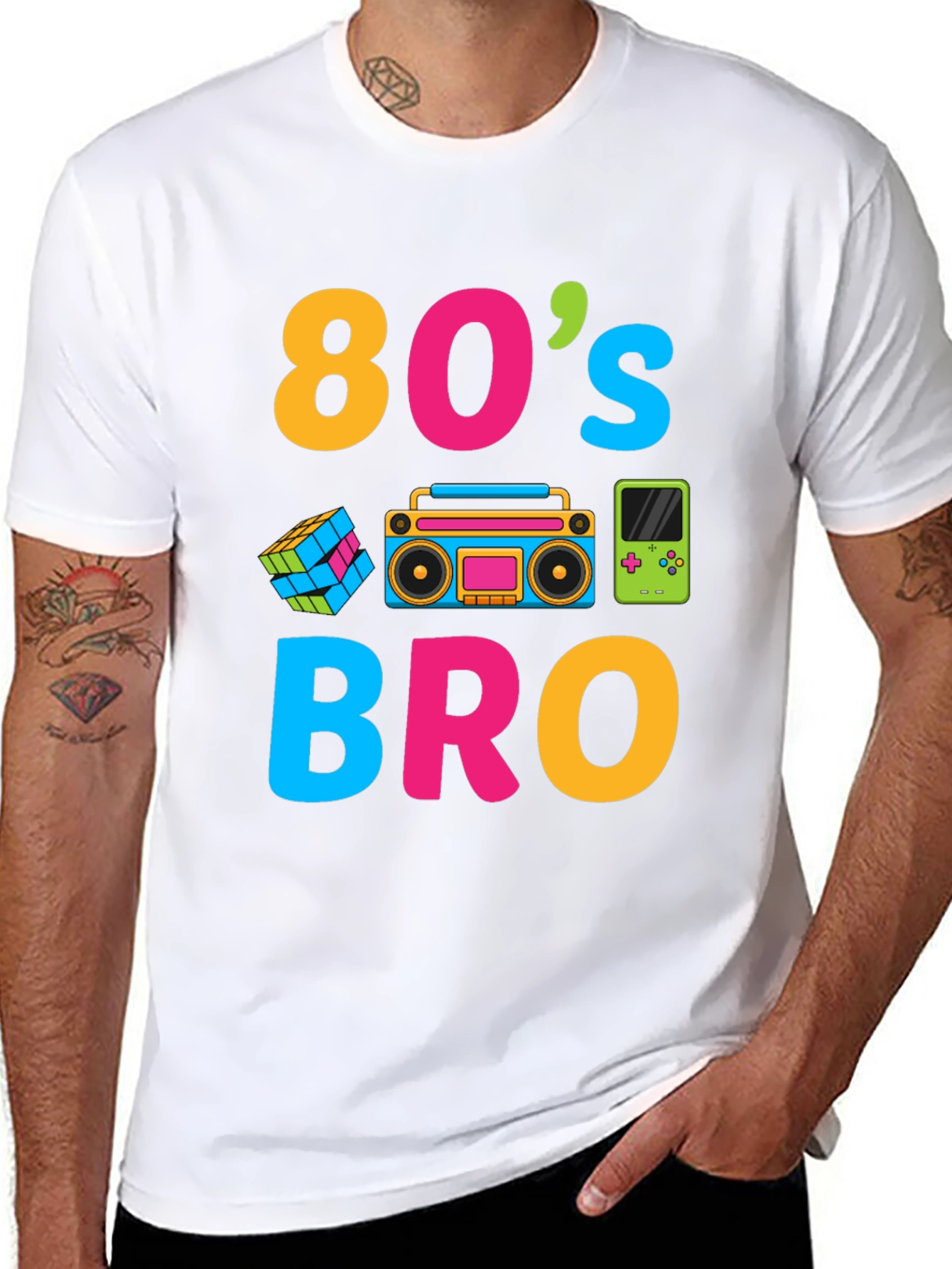 Black 80's Bro Graphic Tee - Retro Style view 8