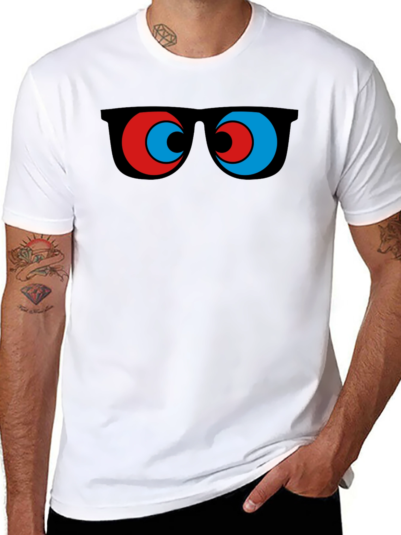 Black Funny Sunglasses Graphic Tee - Quirky Men's Black T-Shirt view 8