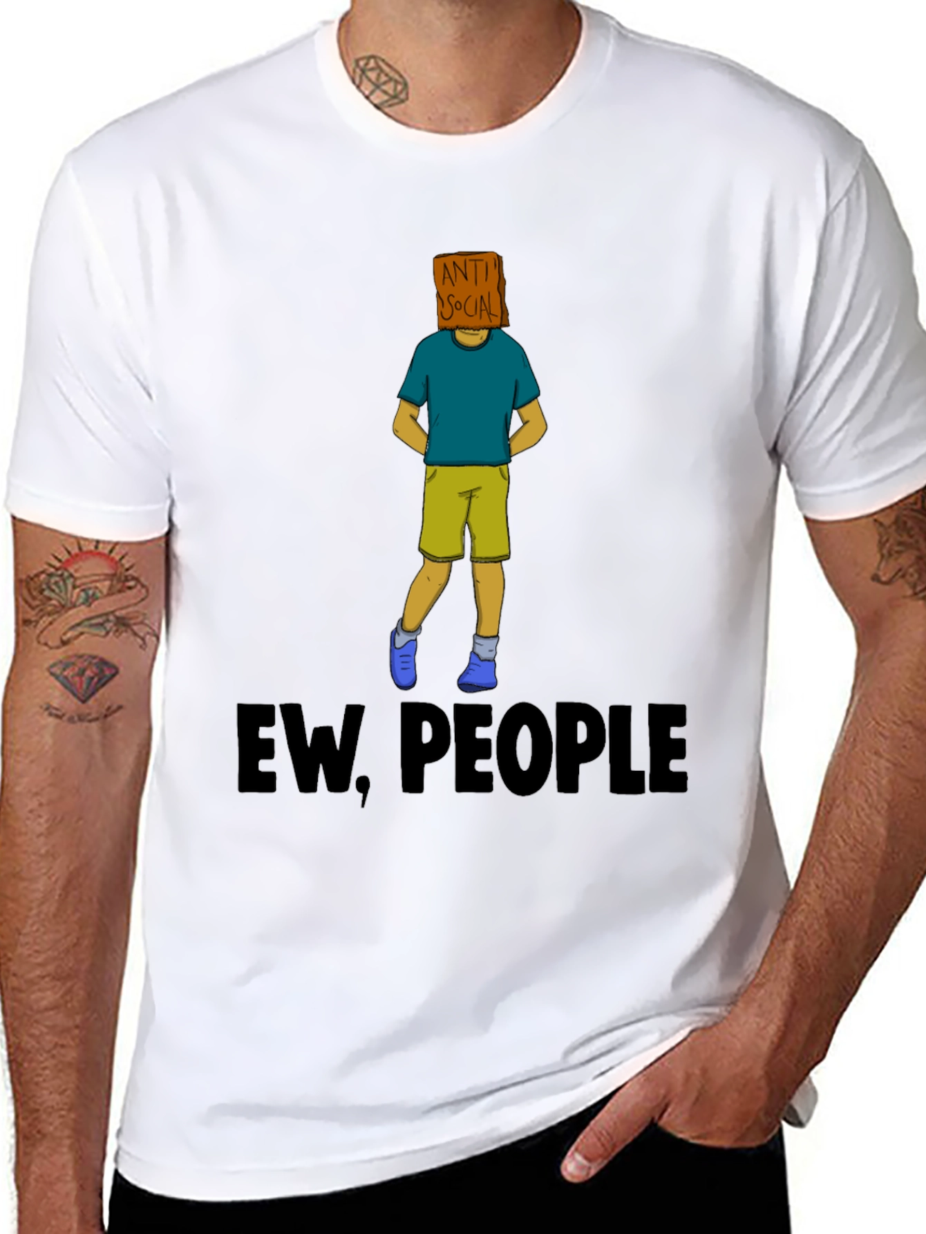 Black Anti-Social Graphic T-Shirt - "Ew, People" view 8