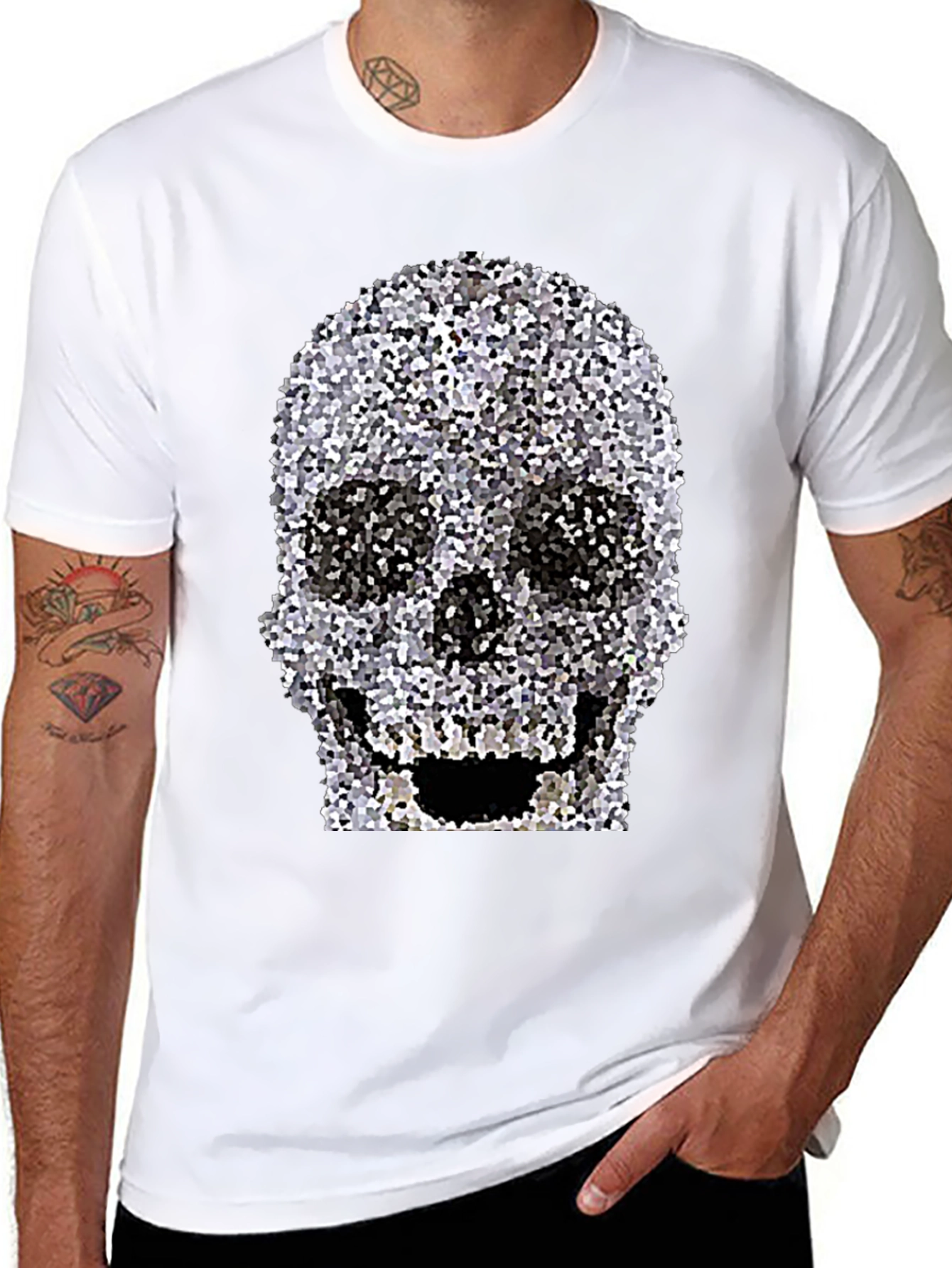 Black Skull Graphic Print T-Shirt view 8
