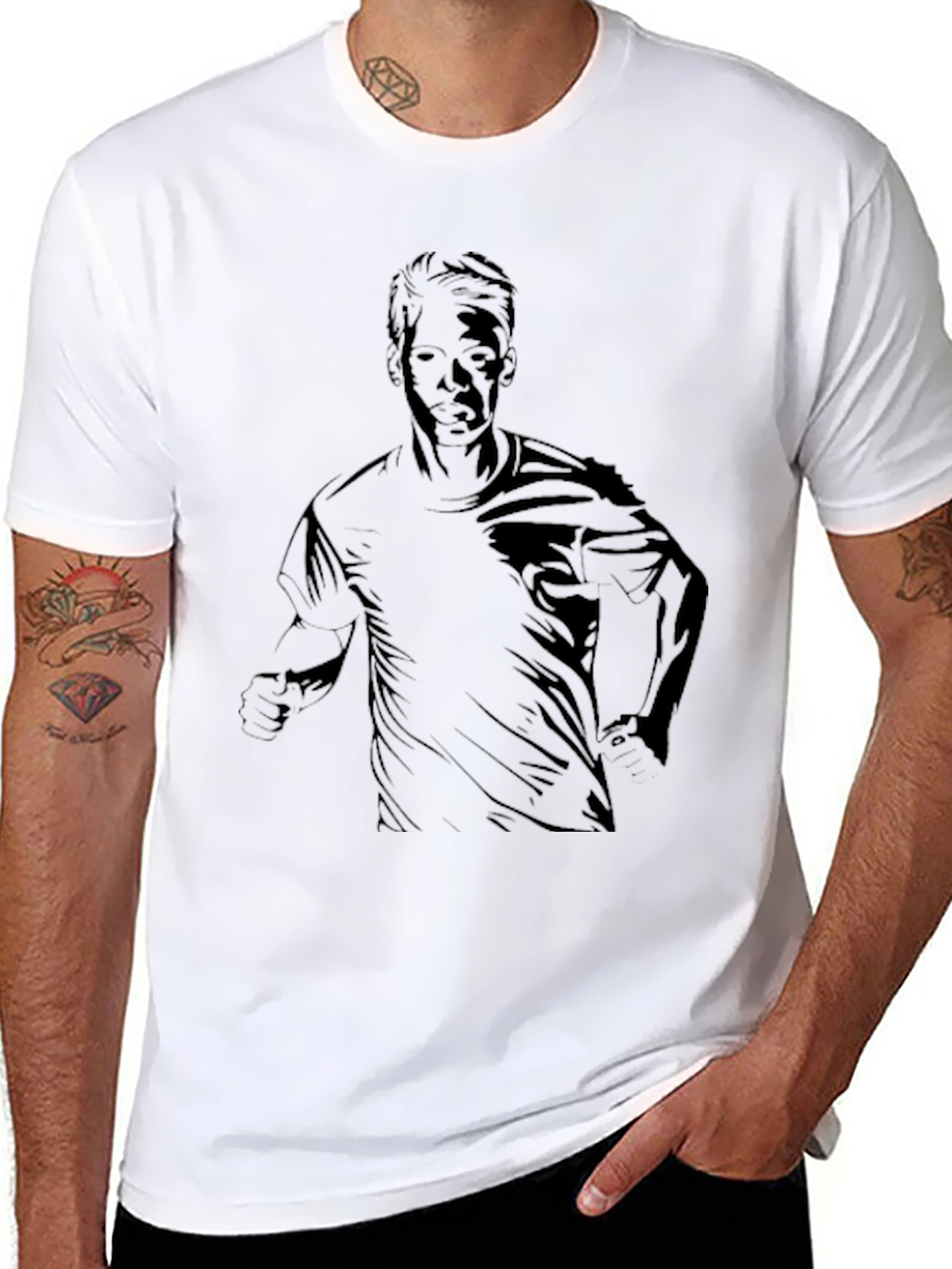 Black Black Graphic Tee - Silhouette Runner view 8