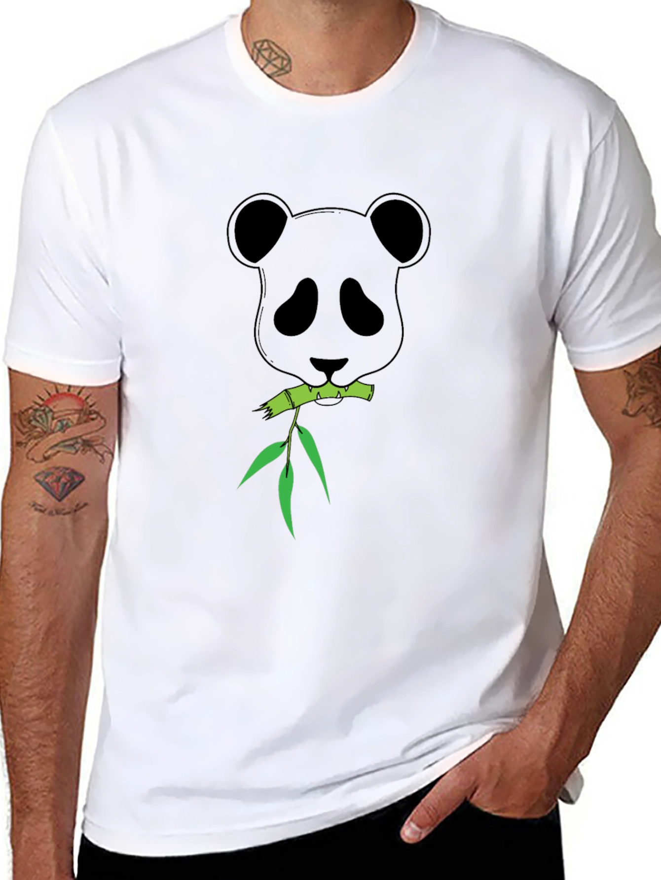 Black Panda Bamboo Graphic T-Shirt - Black view 8