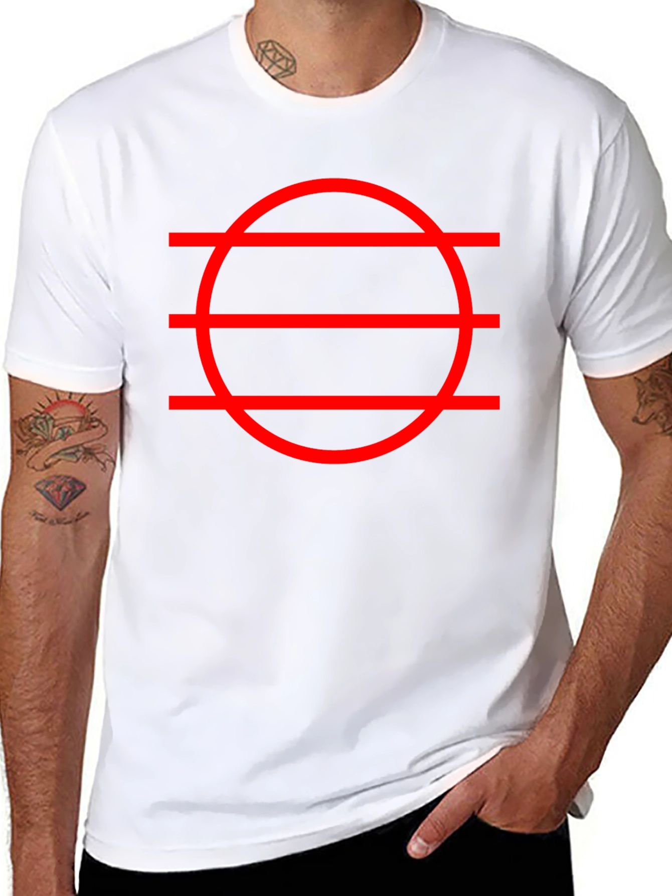 Black Geometric Circle & Line Graphic Tee - Modern Design view 8